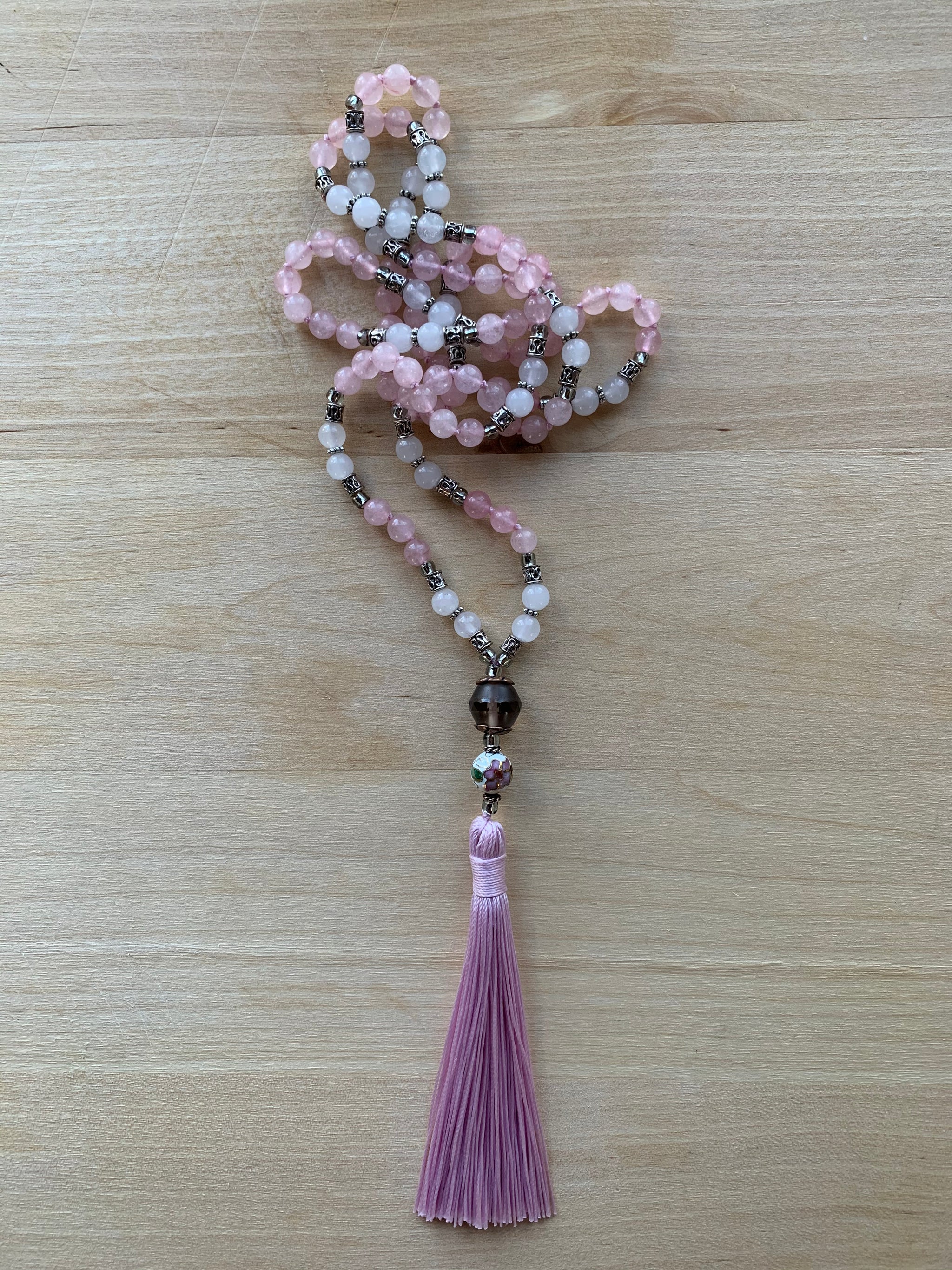 Amiata Rose Quartz crystal mala necklace