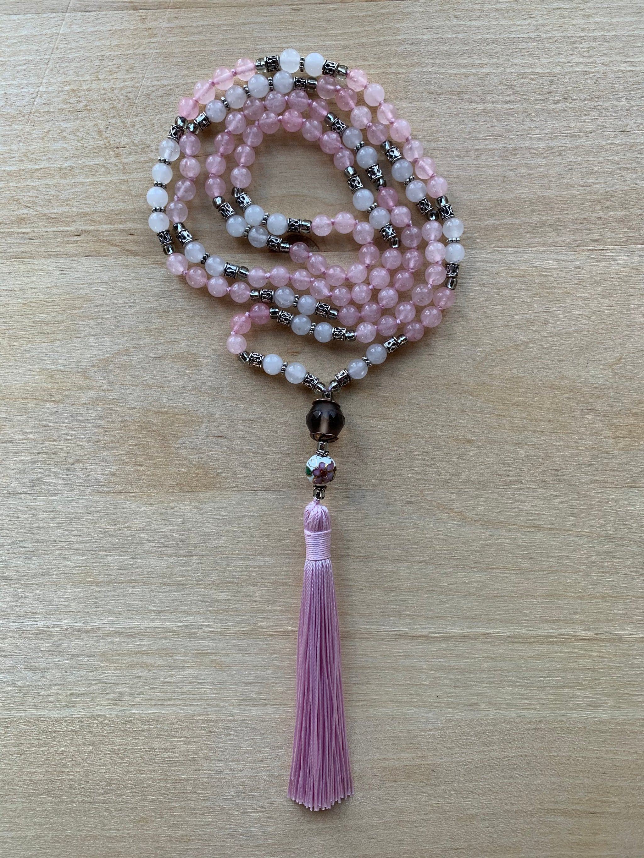 Amiata Rose Quartz crystal mala necklace