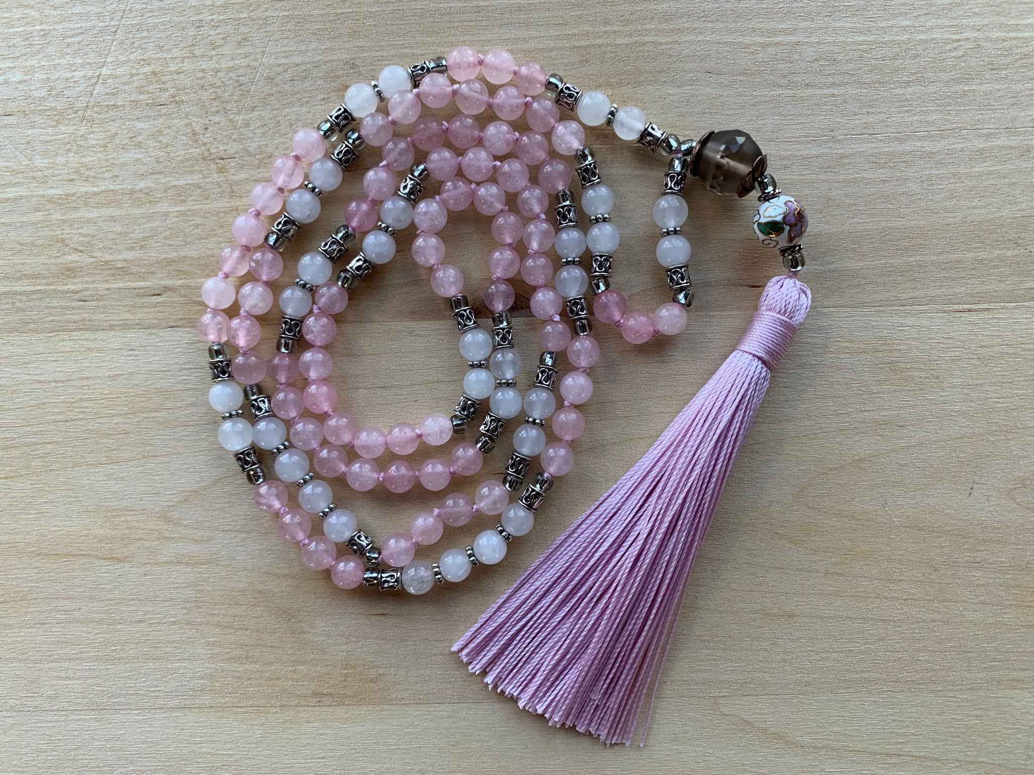 Amiata Rose Quartz crystal mala necklace