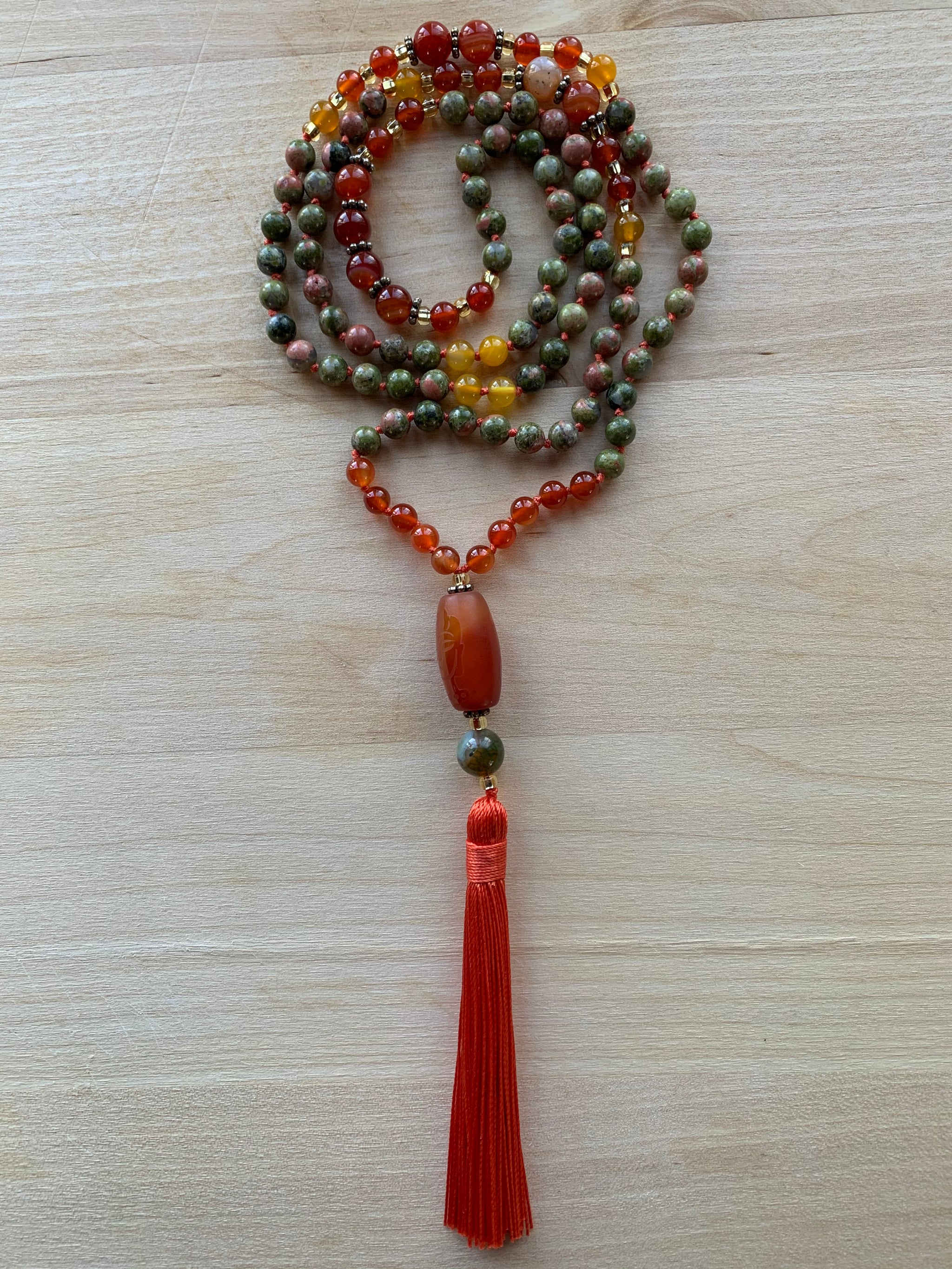 BOLA Unakite Mala Necklace for meditation