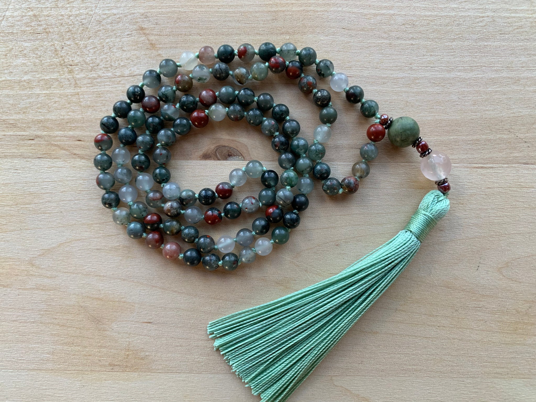 CABALIAN Bloodstone Mala Necklace for meditation