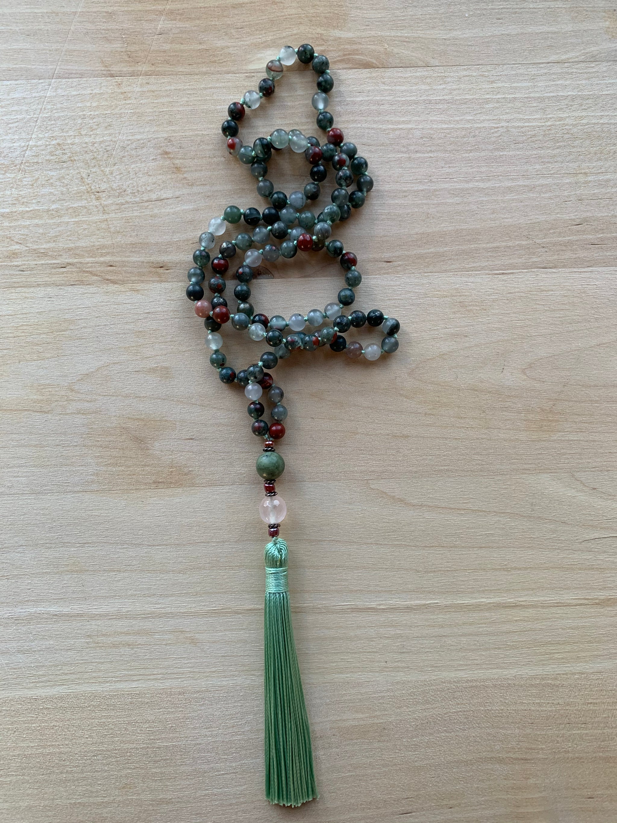 CABALIAN Bloodstone Mala Necklace for meditation