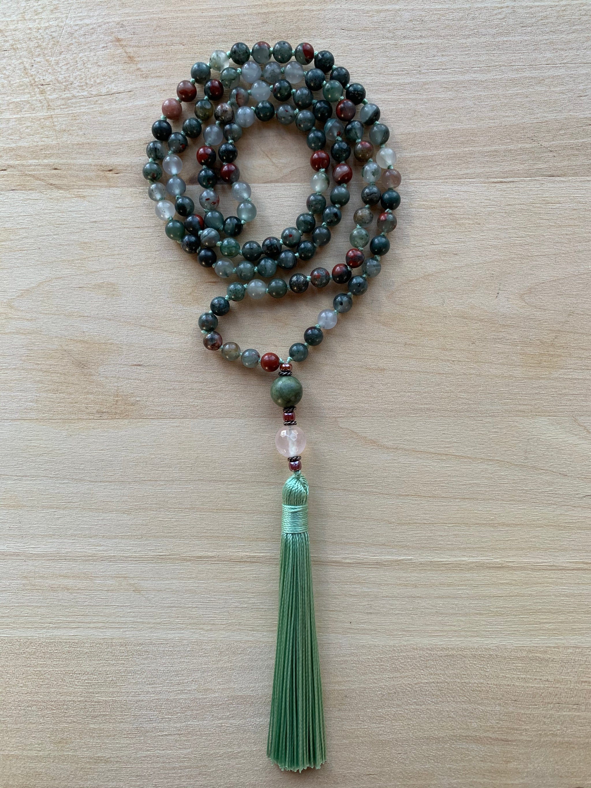 CABALIAN Bloodstone Mala Necklace for meditation