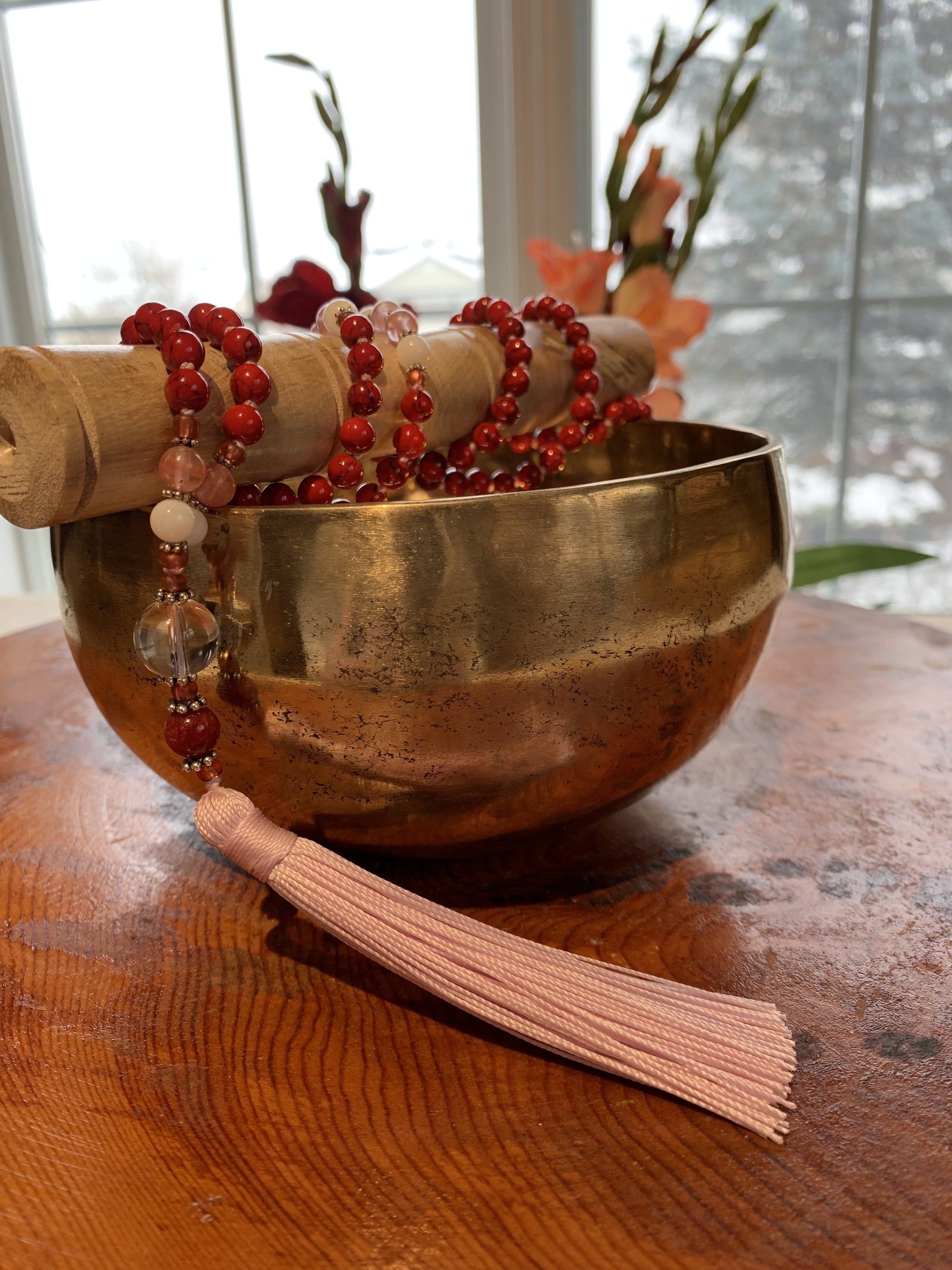 EKARMA Red Magnesite mala necklace for meditation