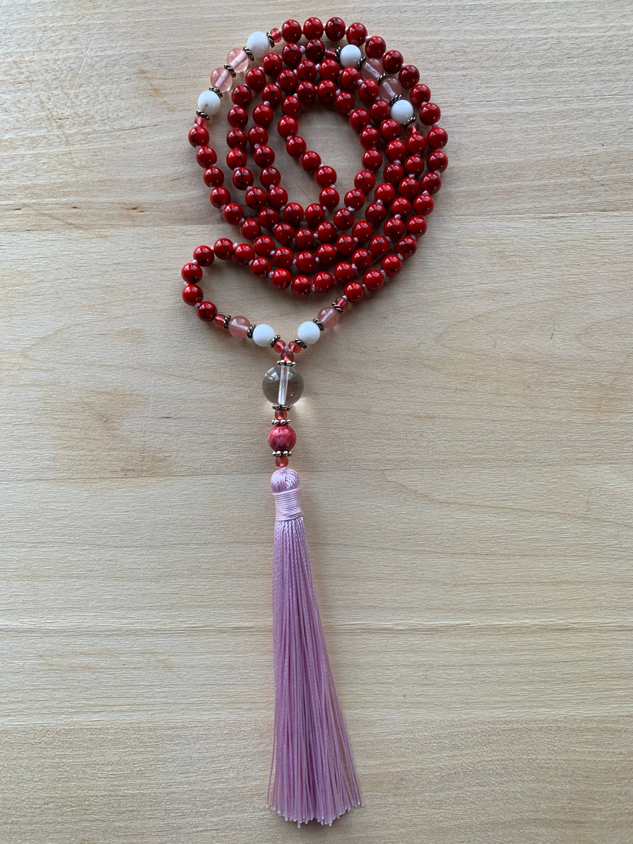 EKARMA Red Magnesite mala necklace for meditation