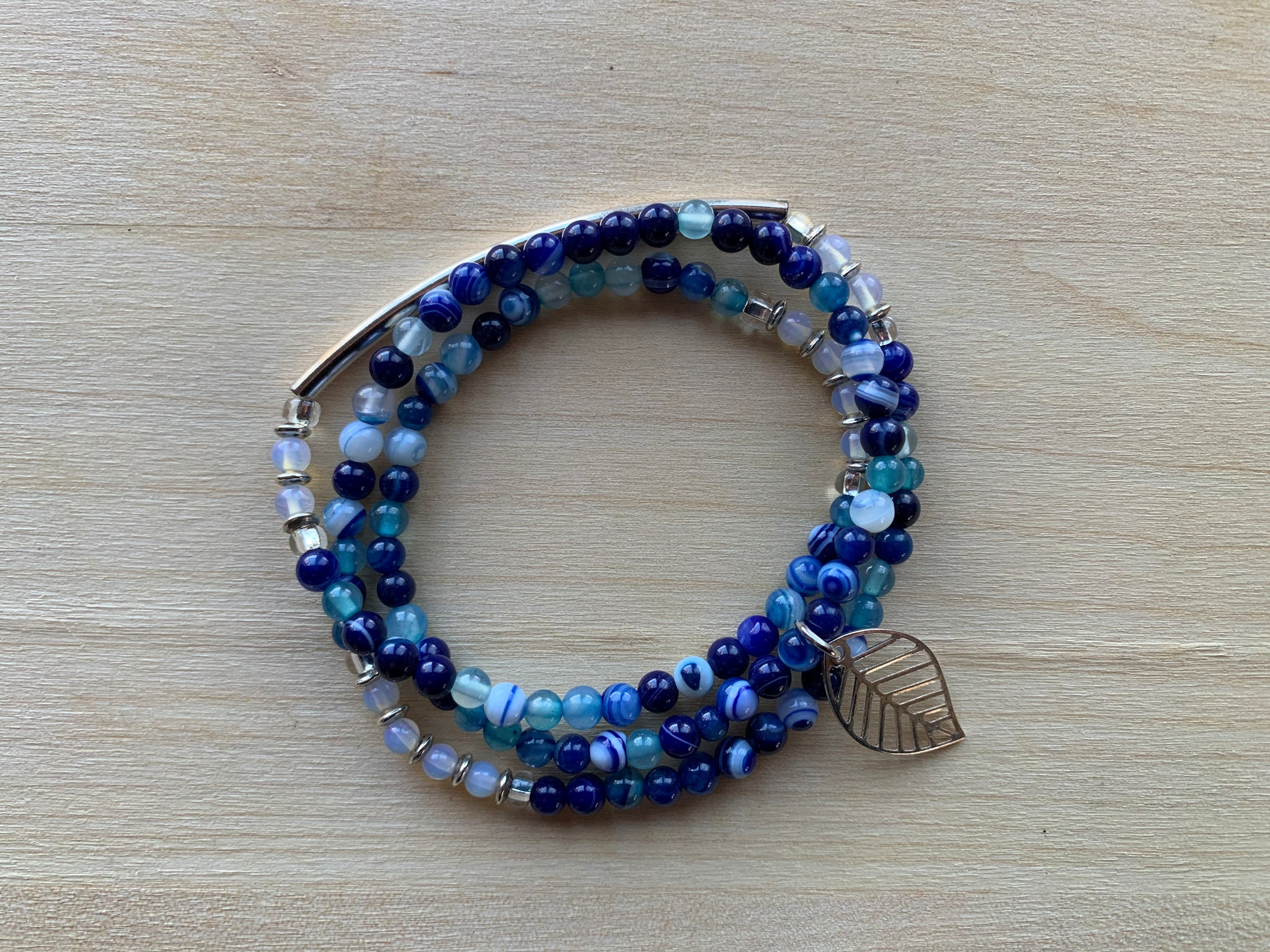 ERIE Blue banded Agate Mala Twist Bracelet