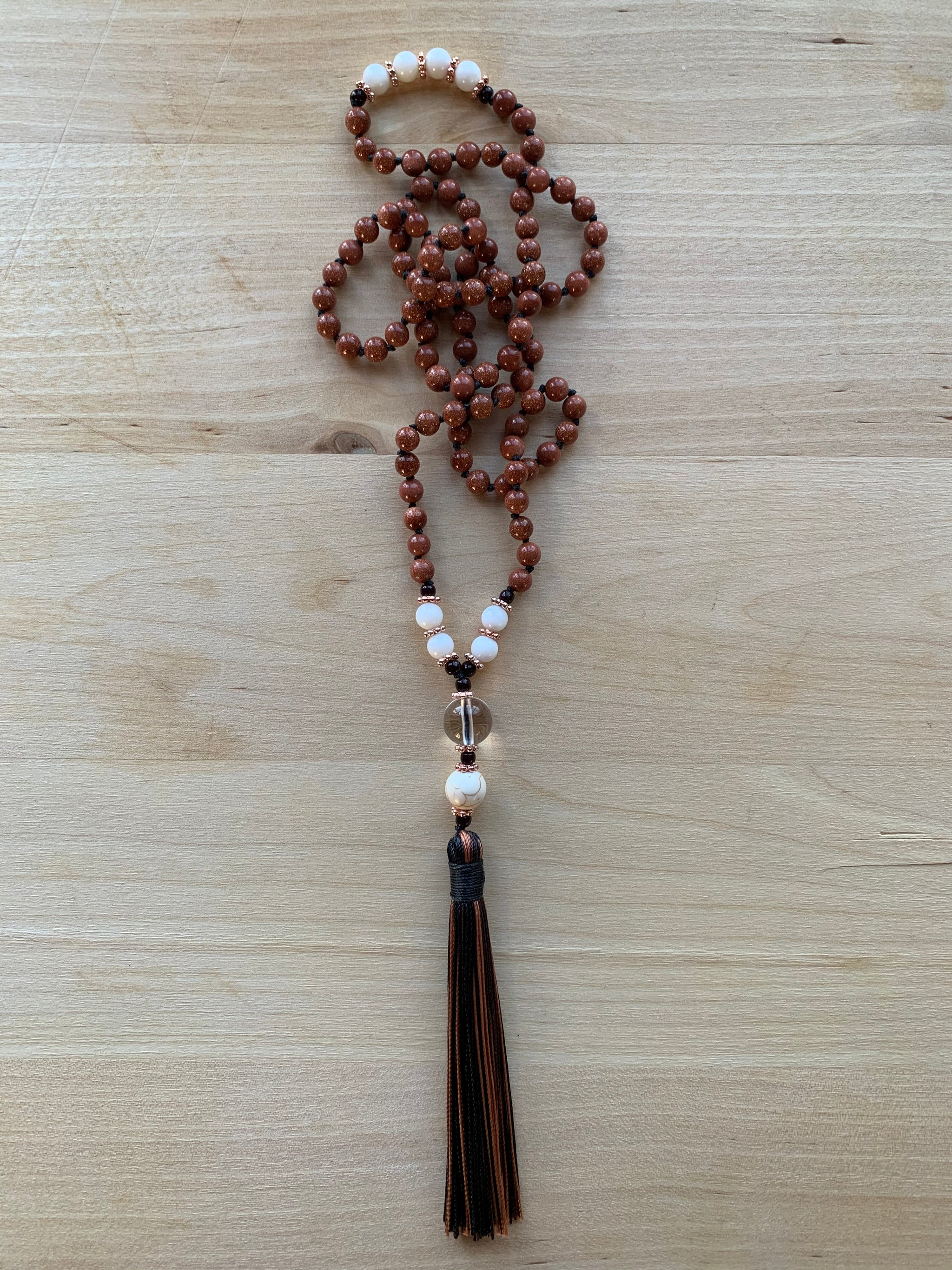 HAYES Goldstone mala necklace for meditation