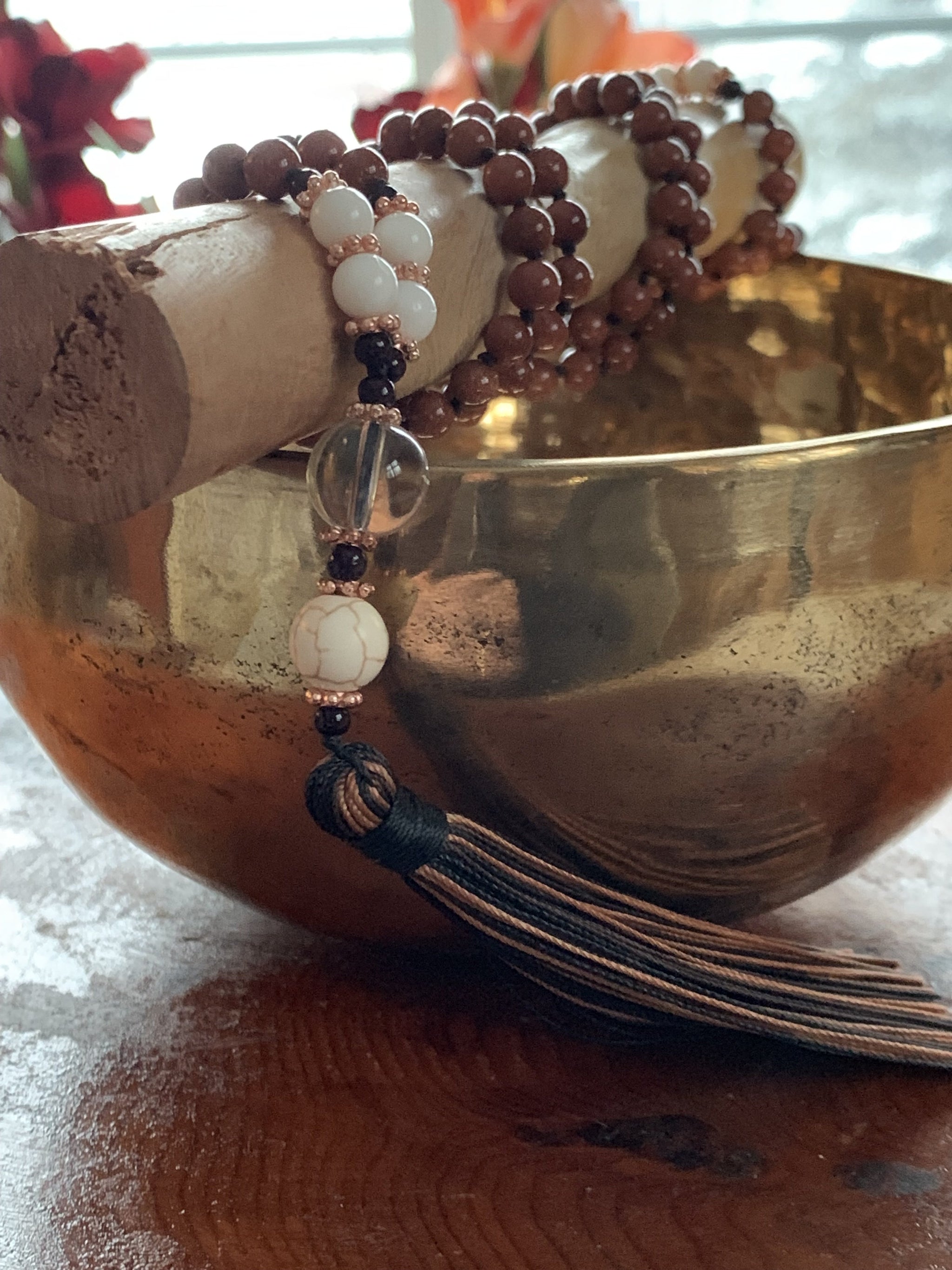 HAYES Goldstone mala necklace for meditation