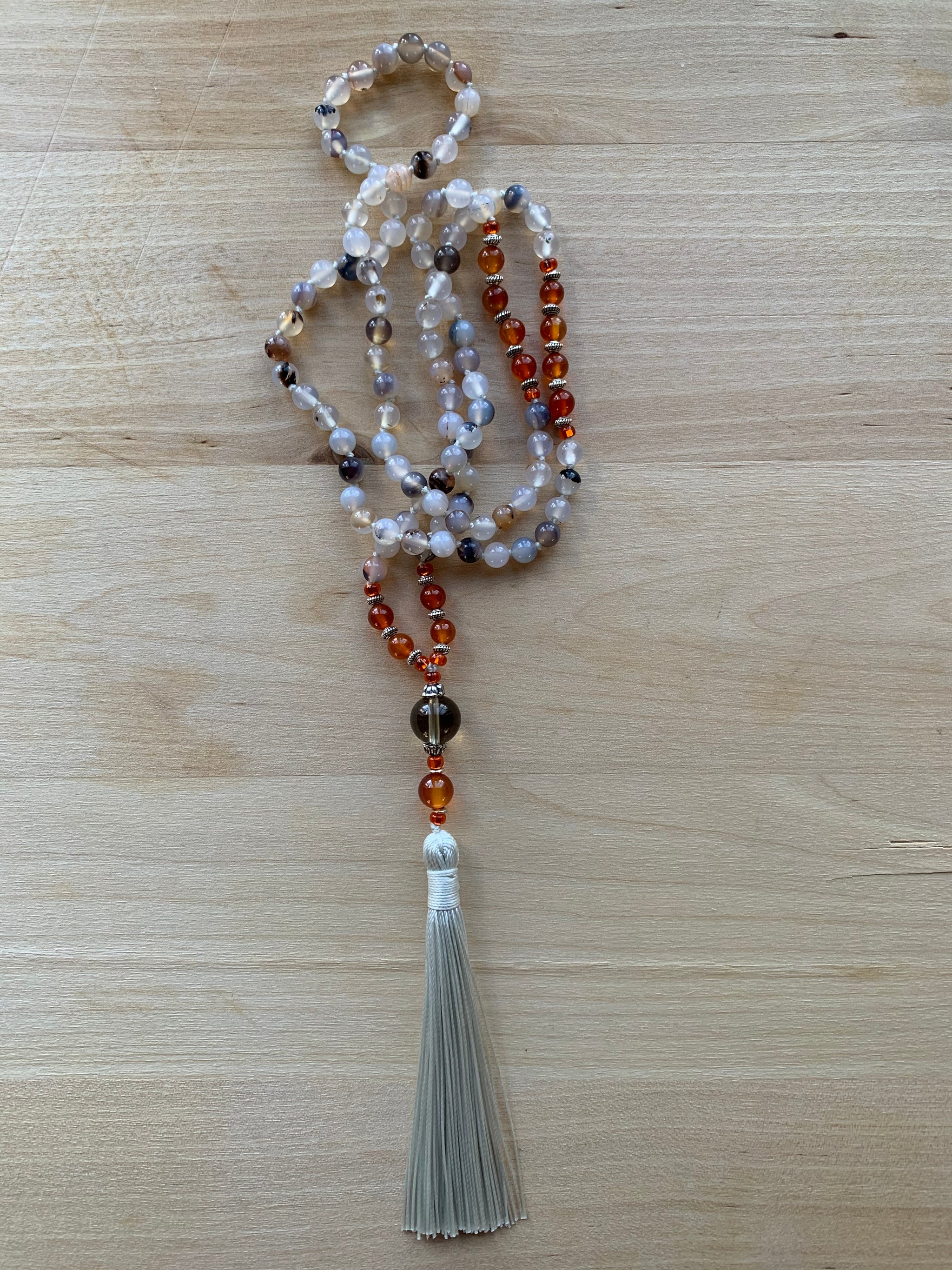 IRAZU Bamboo Agate mala necklace