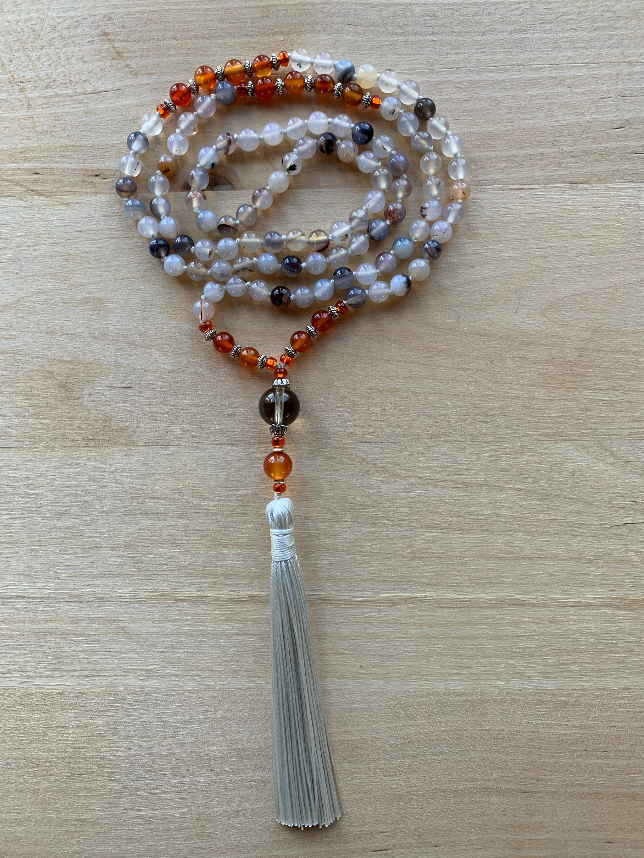 IRAZU Bamboo Agate mala necklace