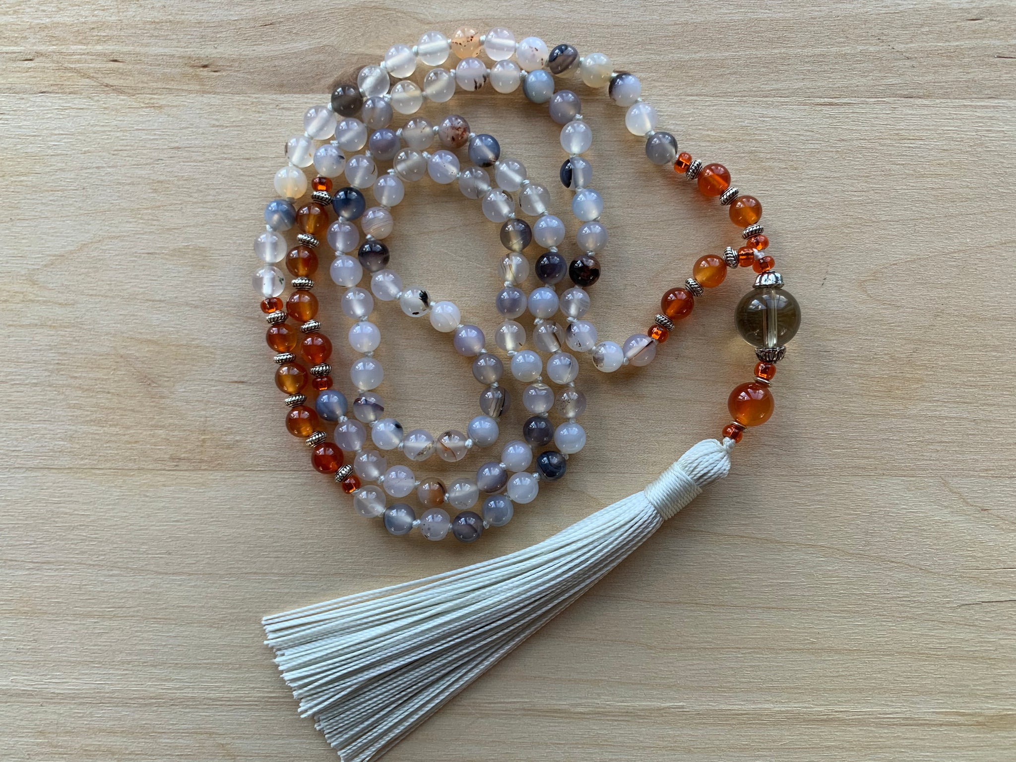 IRAZU Bamboo Agate mala necklace