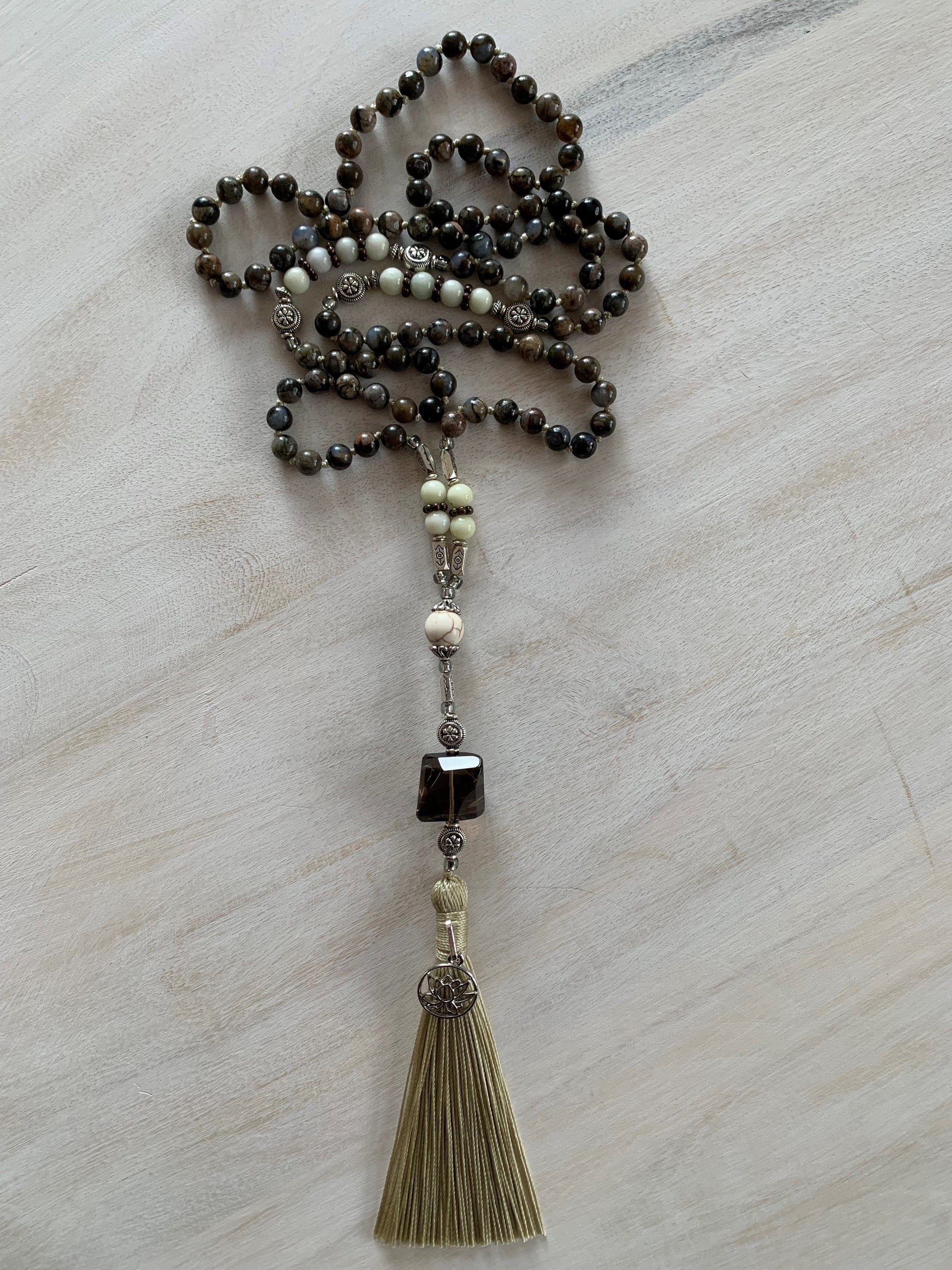 JARVIS Llanite gemstone mala necklace