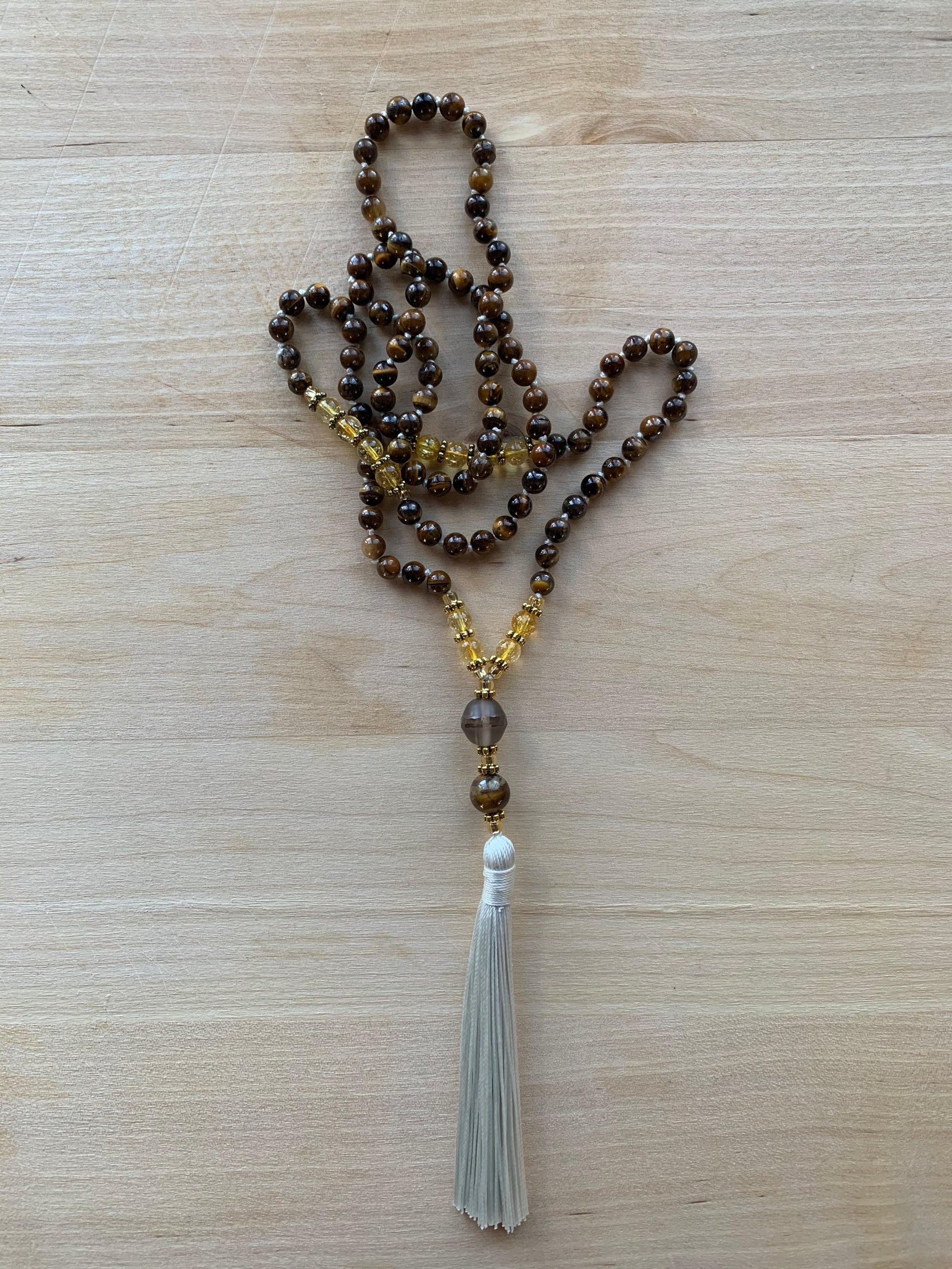 KASUGA Yellow Tiger's Eye stone mala necklace for meditation