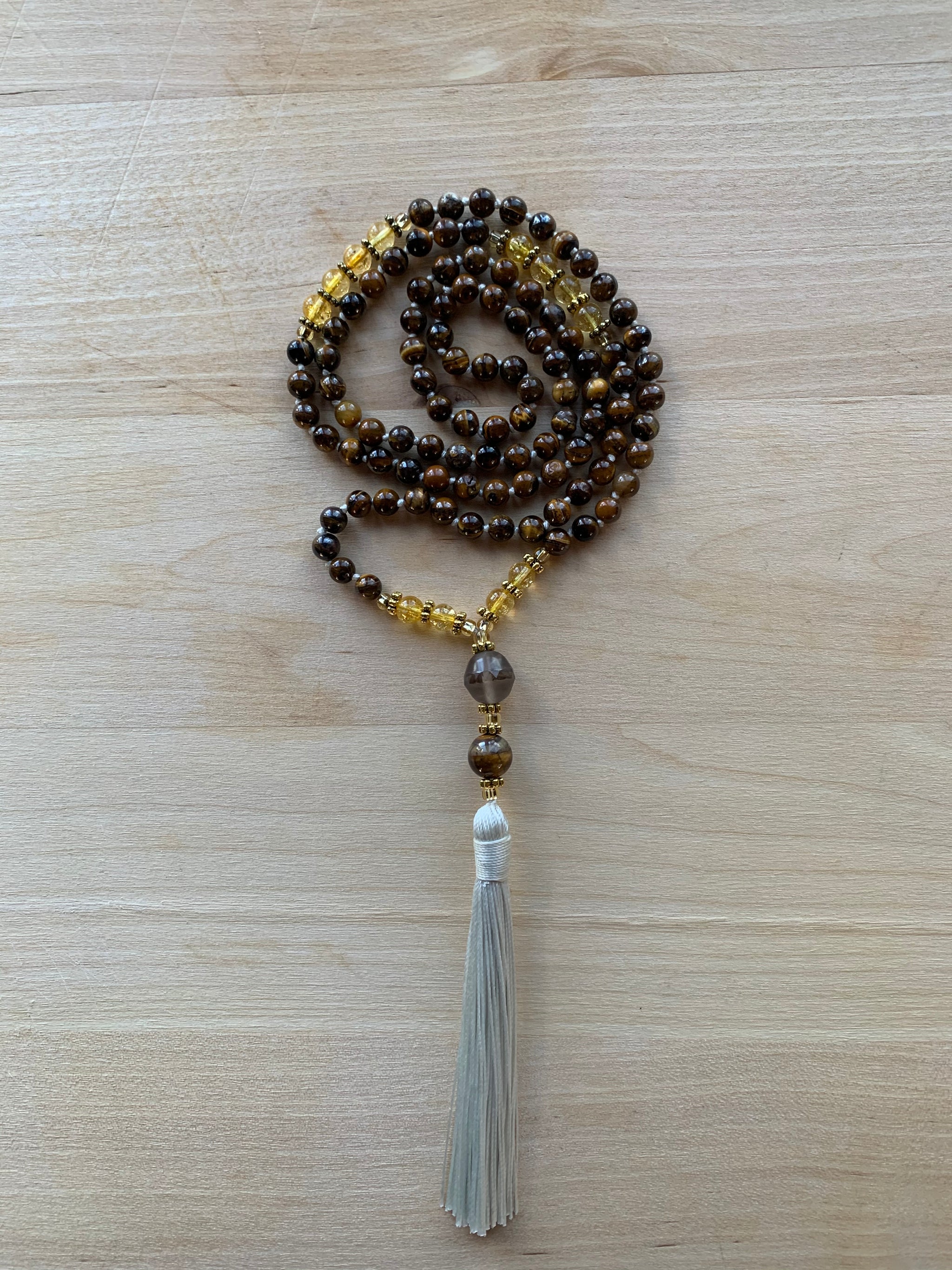 KASUGA Yellow Tiger's Eye stone mala necklace for meditation