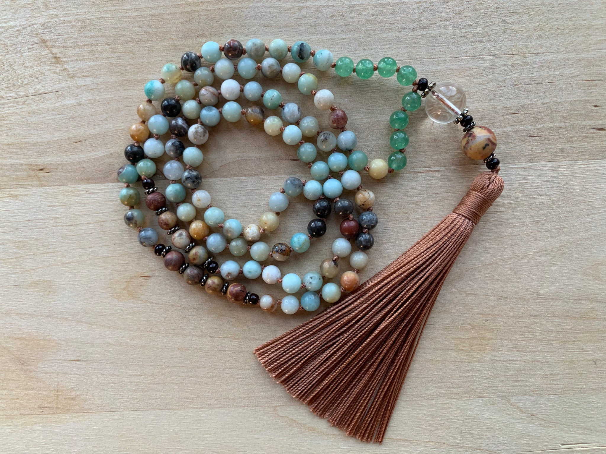 KORO Amazonite gemstone mala necklace for meditation