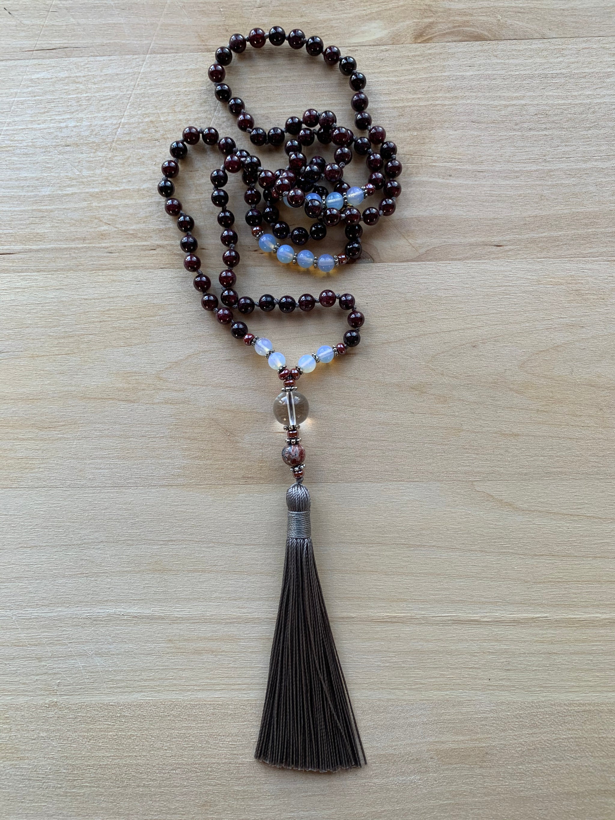 MAGEIK Red Garnet stone mala necklace for meditation