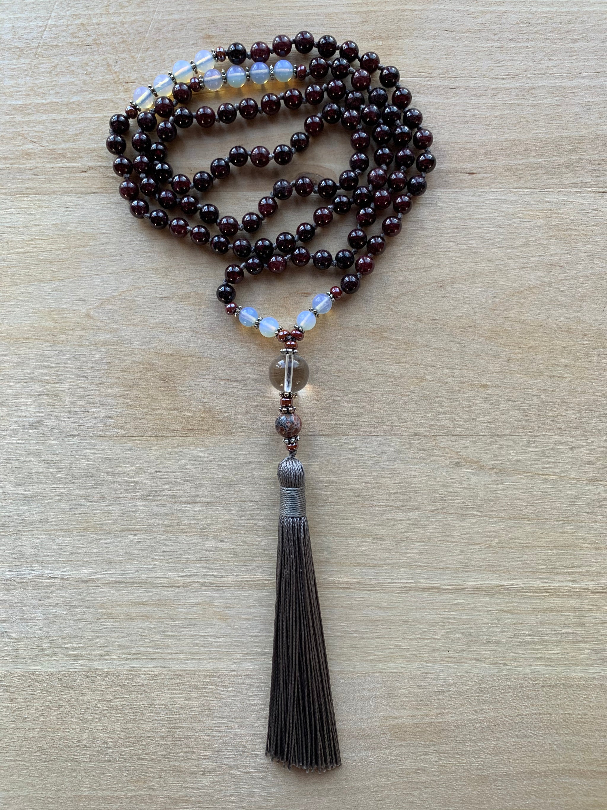MAGEIK Red Garnet stone mala necklace for meditation