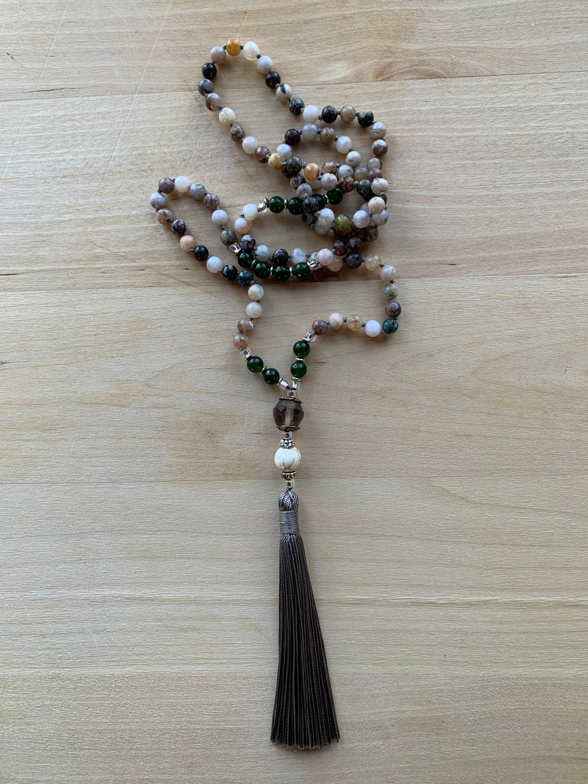 MALINAO Bamboo Agate Mala necklace