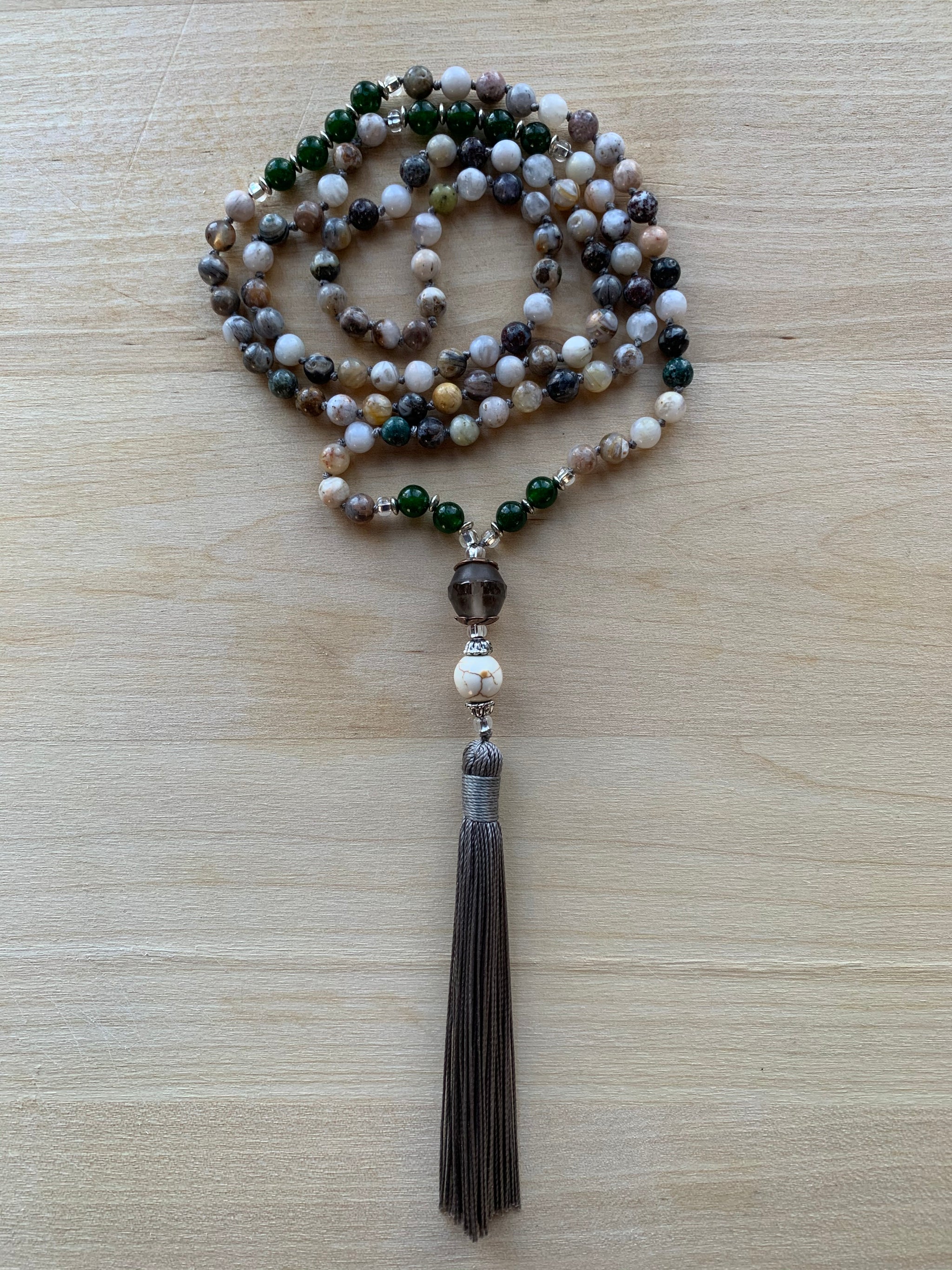MALINAO Bamboo Agate Mala necklace