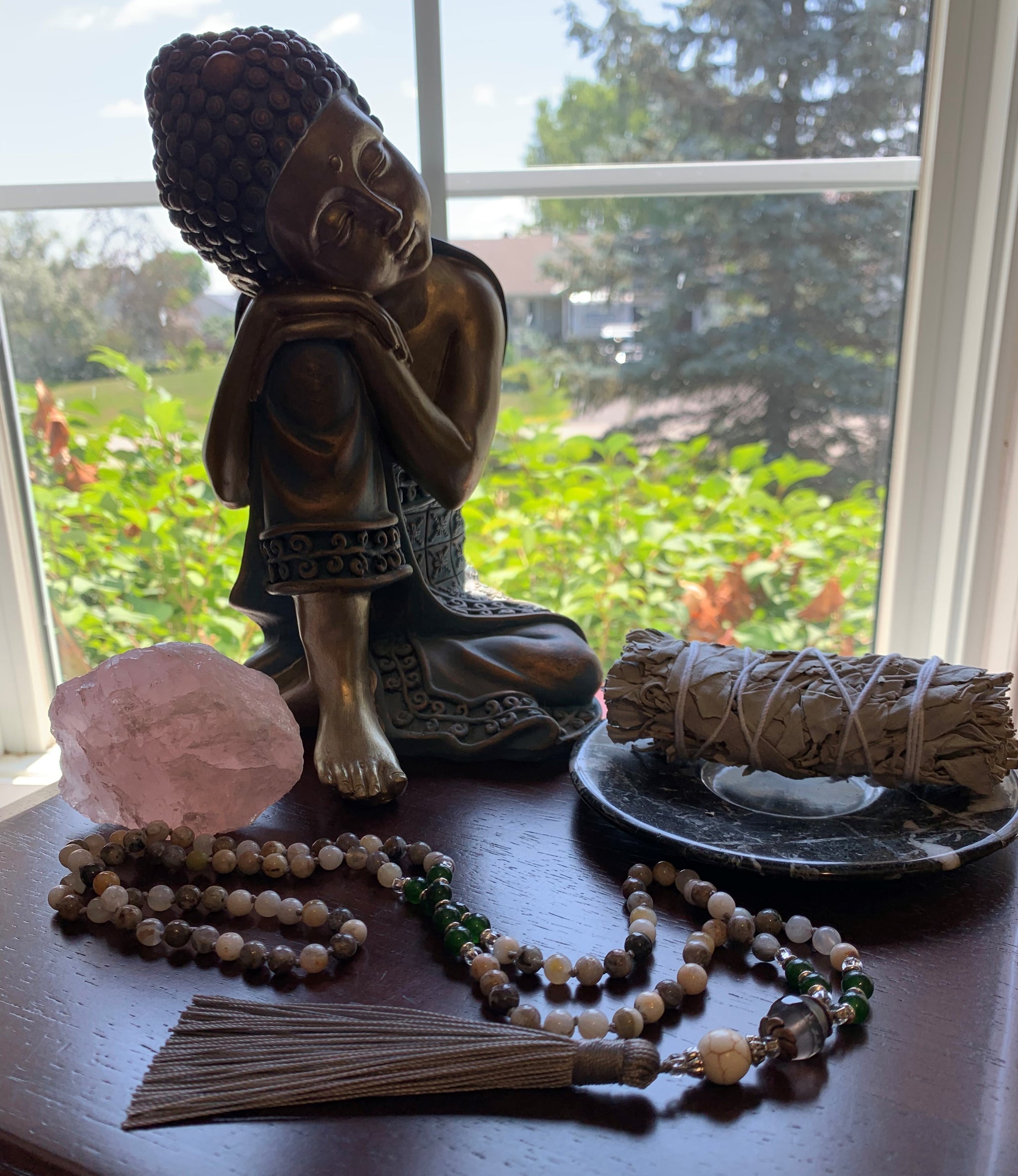 MALINAO Bamboo Agate Mala necklace