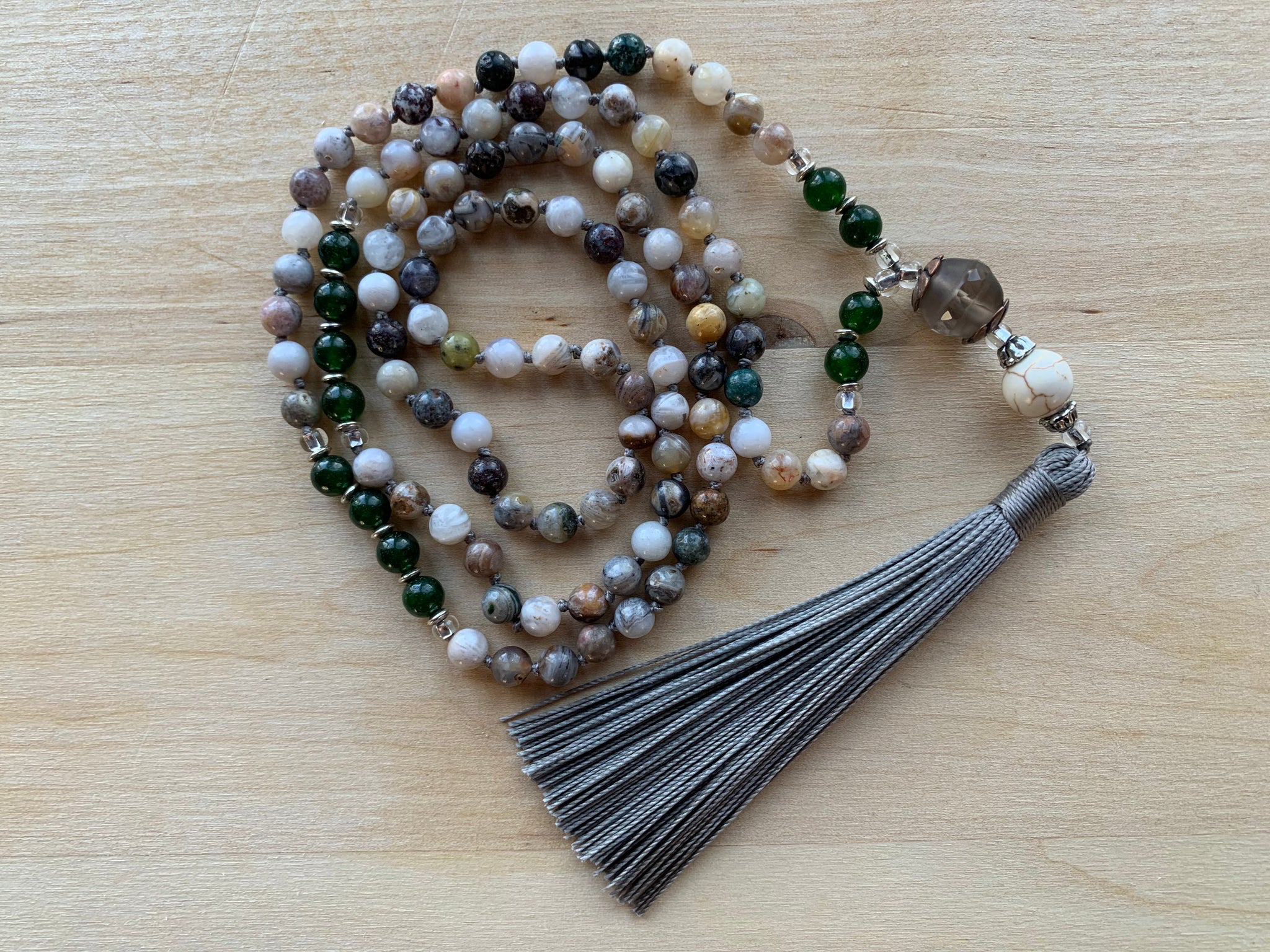 MALINAO Bamboo Agate Mala necklace