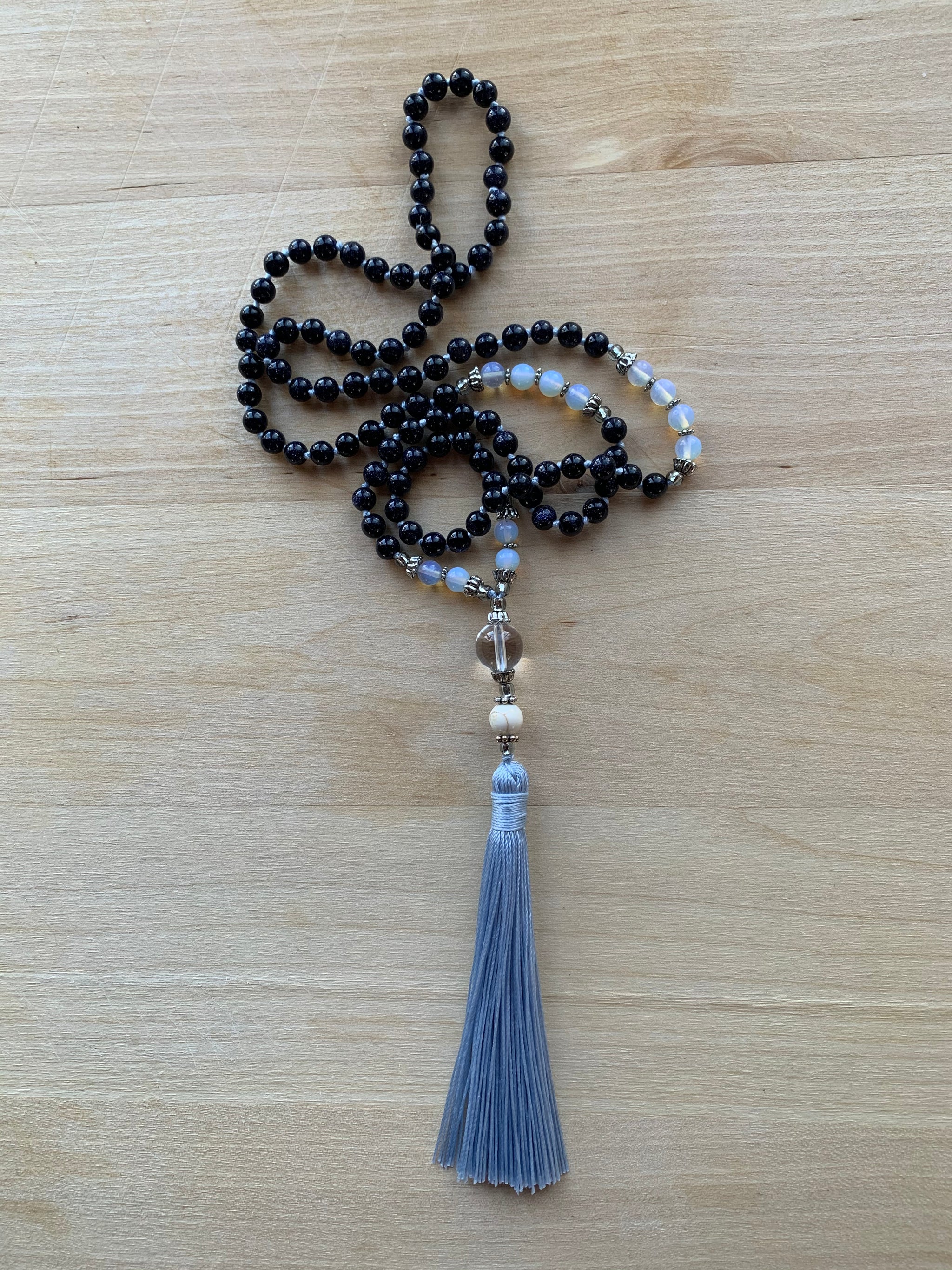 MAROA Blue Goldstone mala necklace for meditation