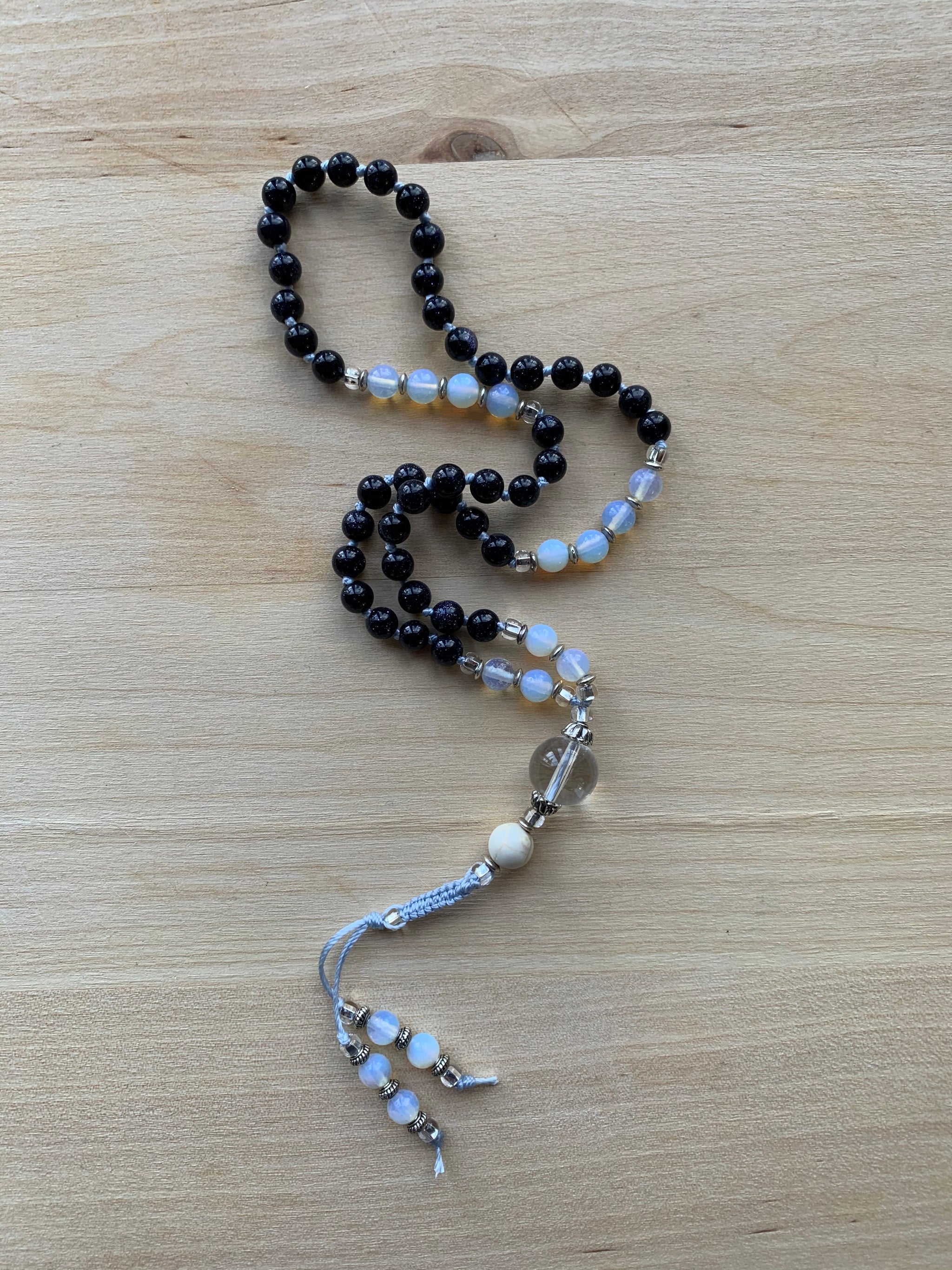 Blue Goldstone half-mala
