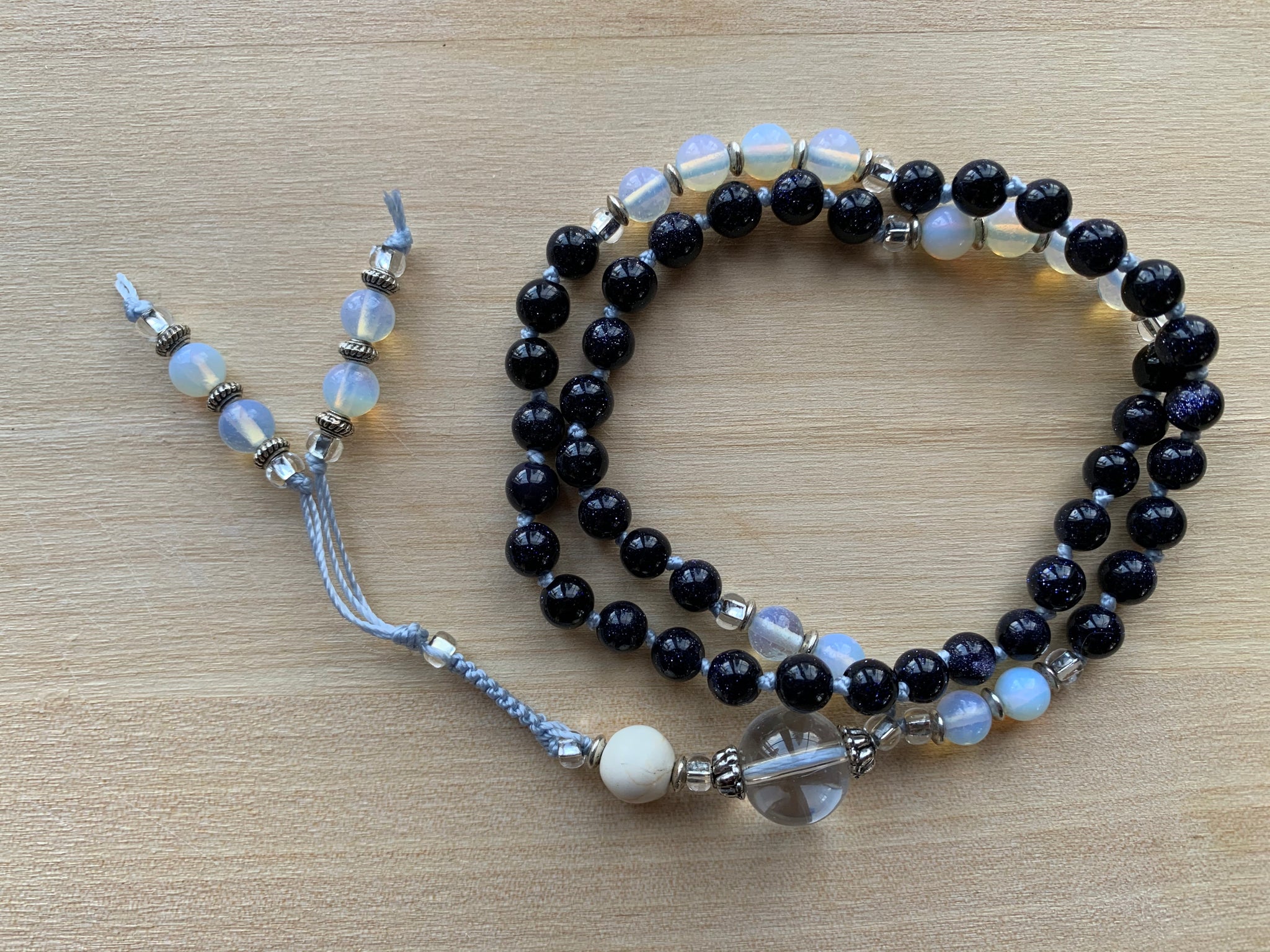 Blue Goldstone half-mala