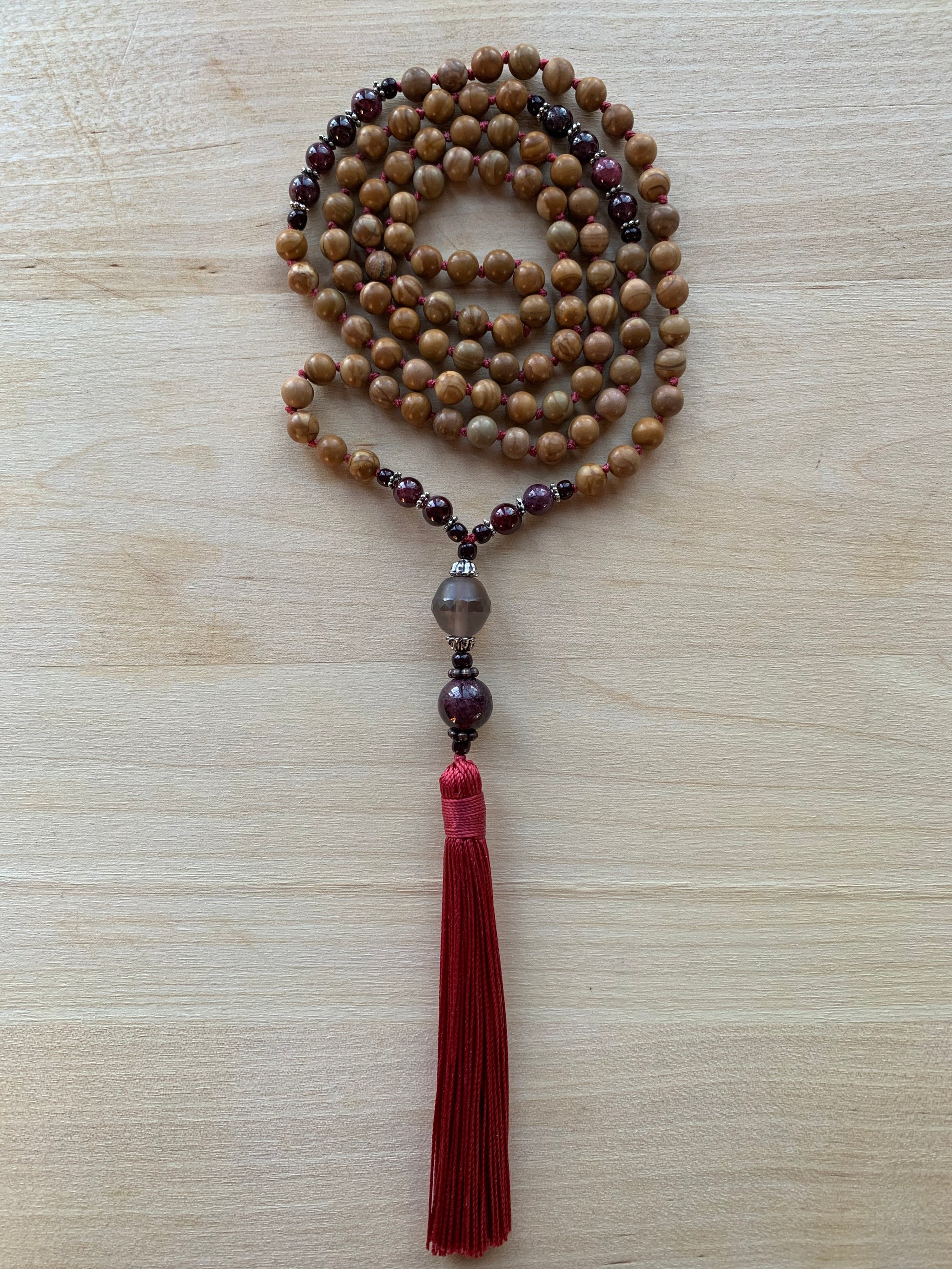 NONDA Gold Lace Agate stone mala necklace for meditation