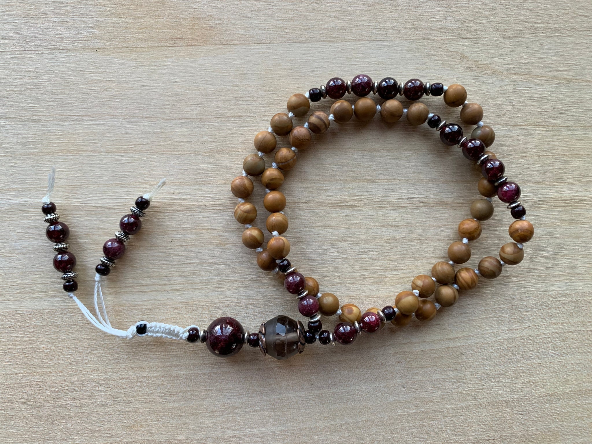 Gold Lace Agate stone half-mala