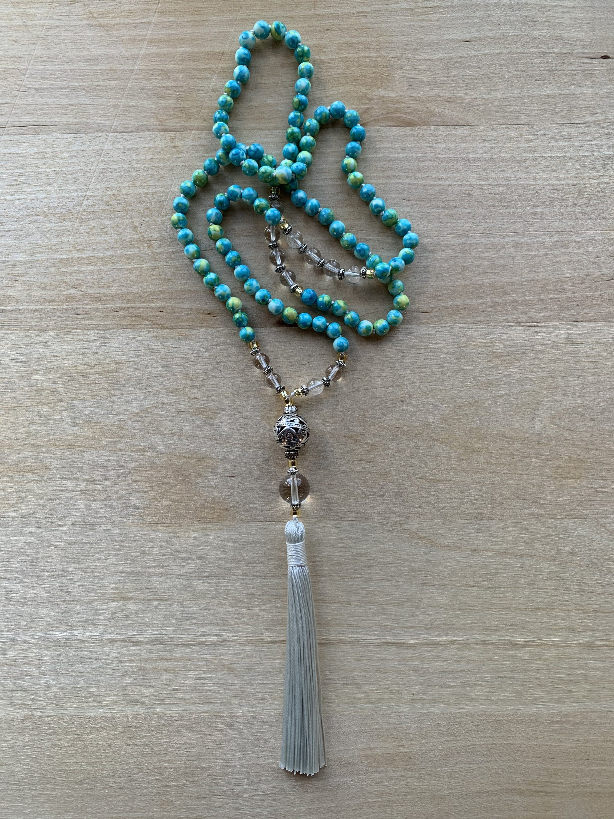 OROSI Ocean White Jade (Turquoise) Mala Necklace