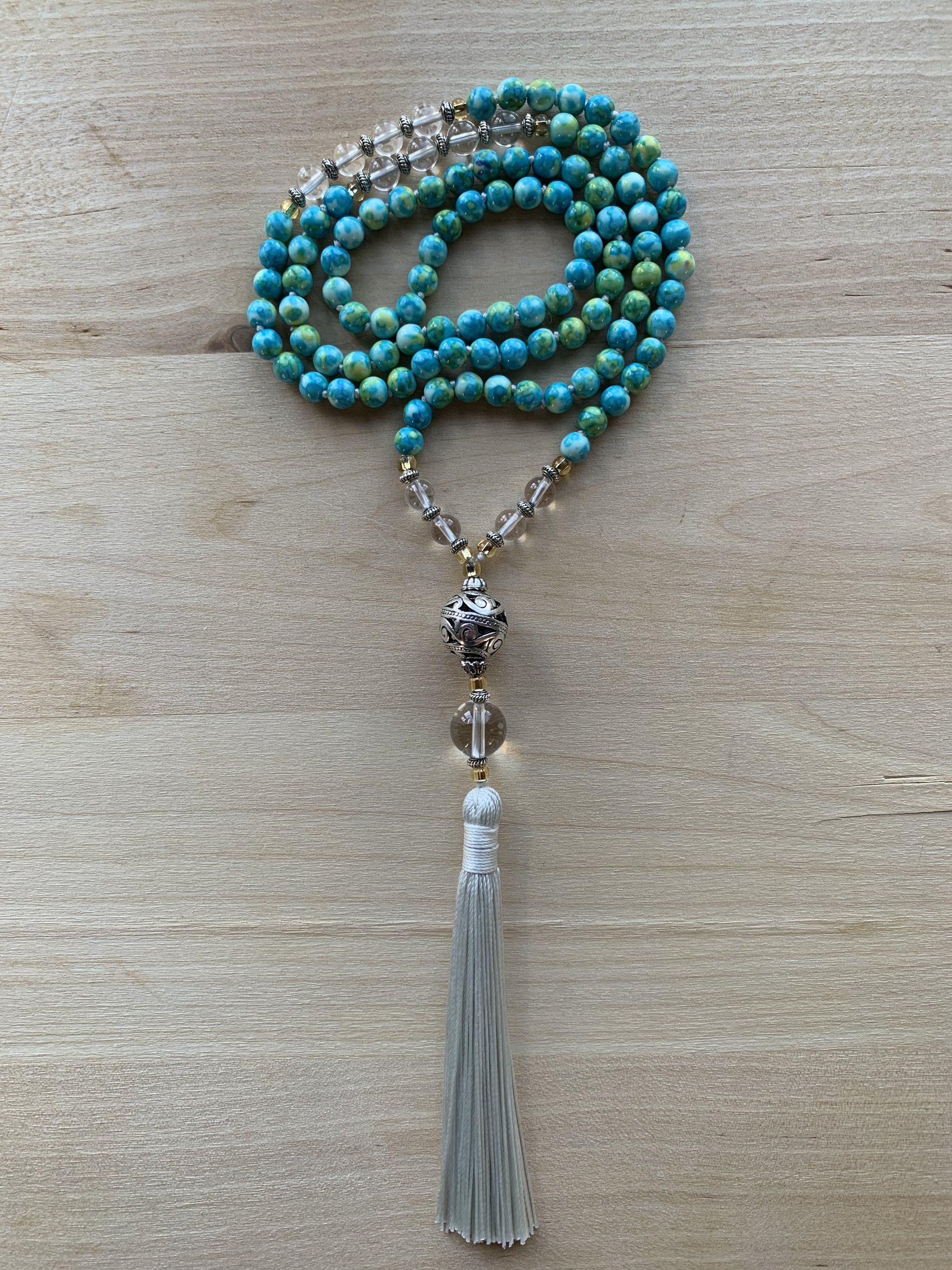 OROSI Ocean White Jade (Turquoise) Mala Necklace