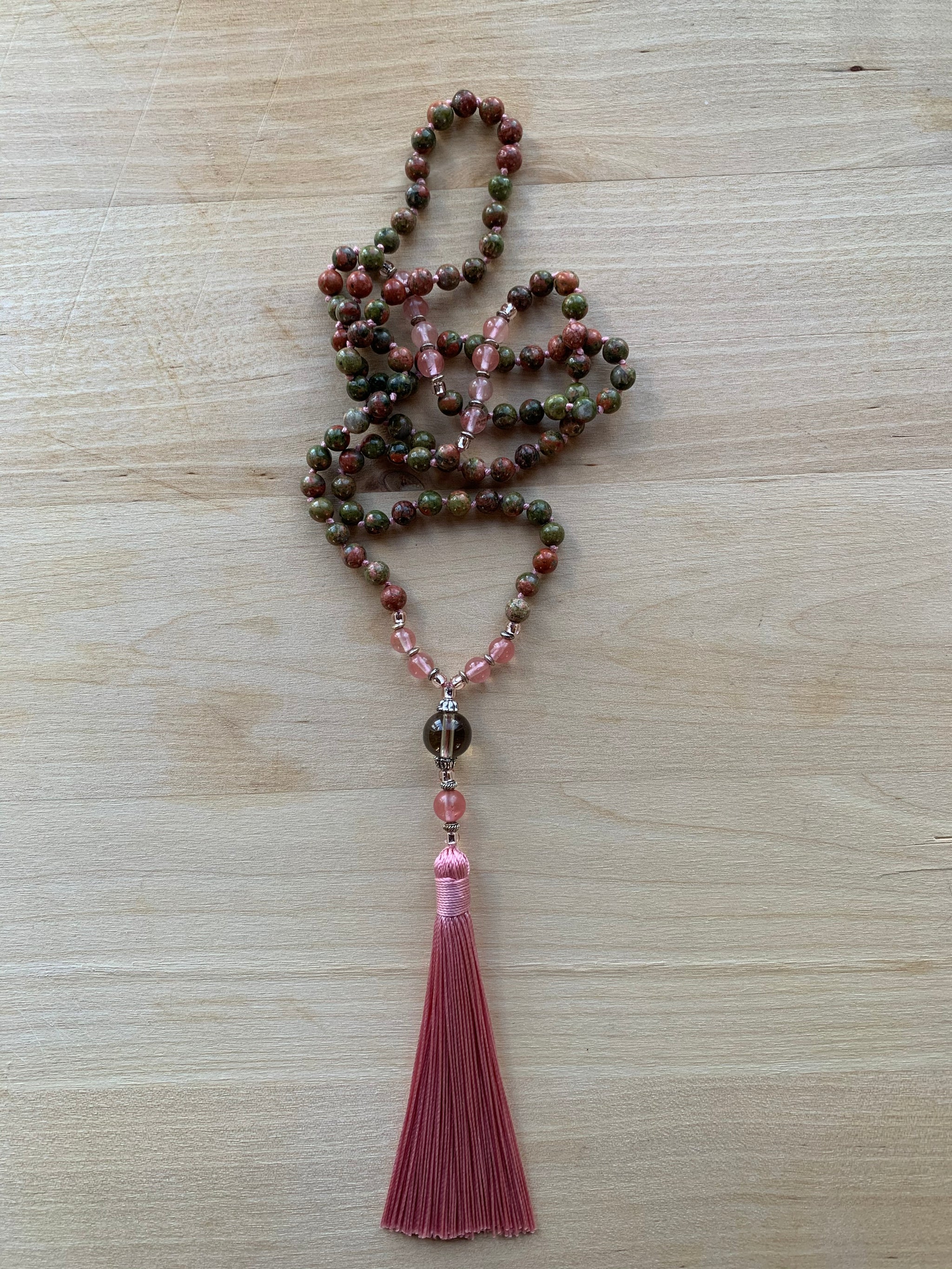 RISHIRI Unakite stone mala necklace for meditation