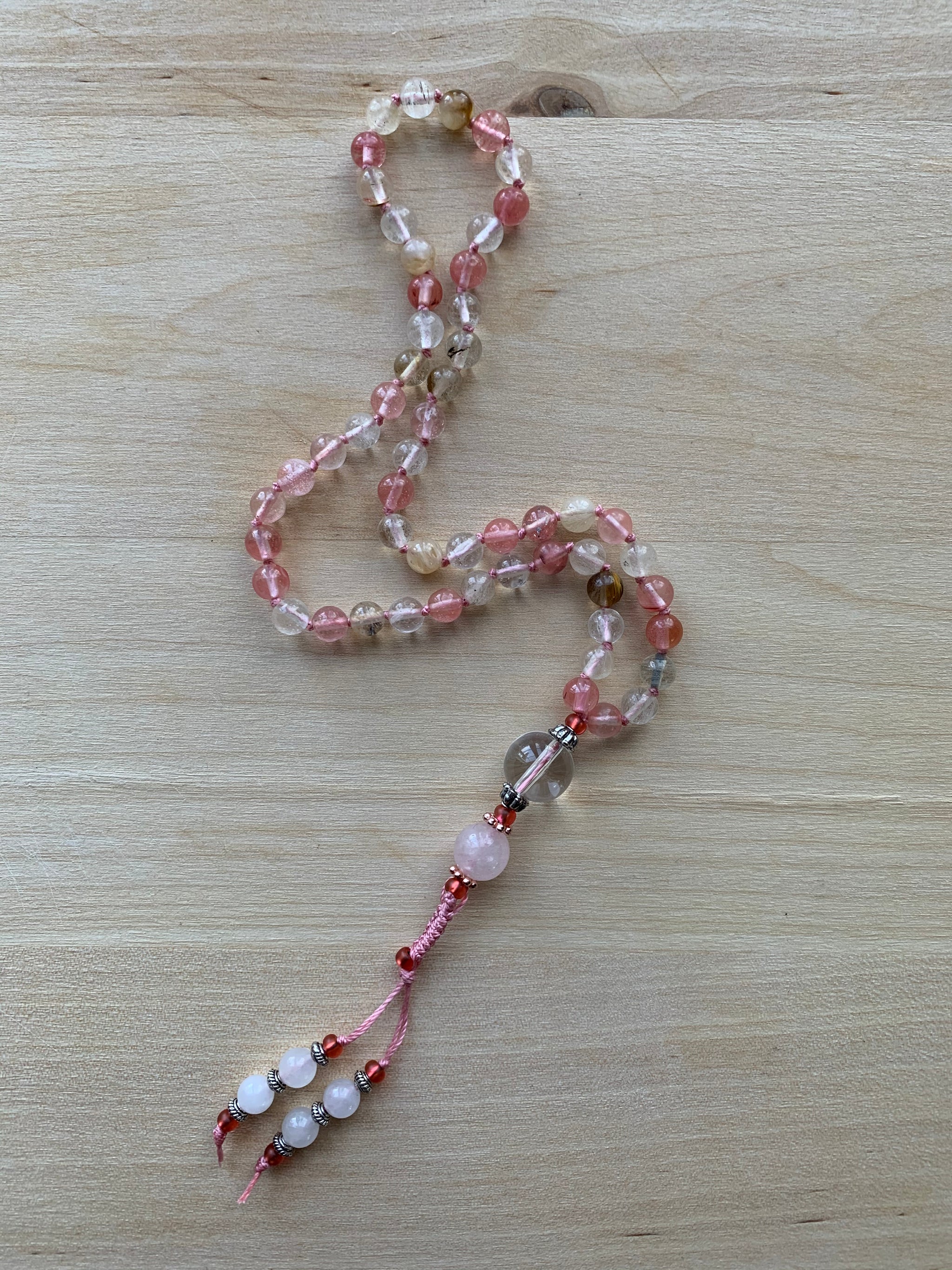 Fire Cherry Quartz stone half-mala