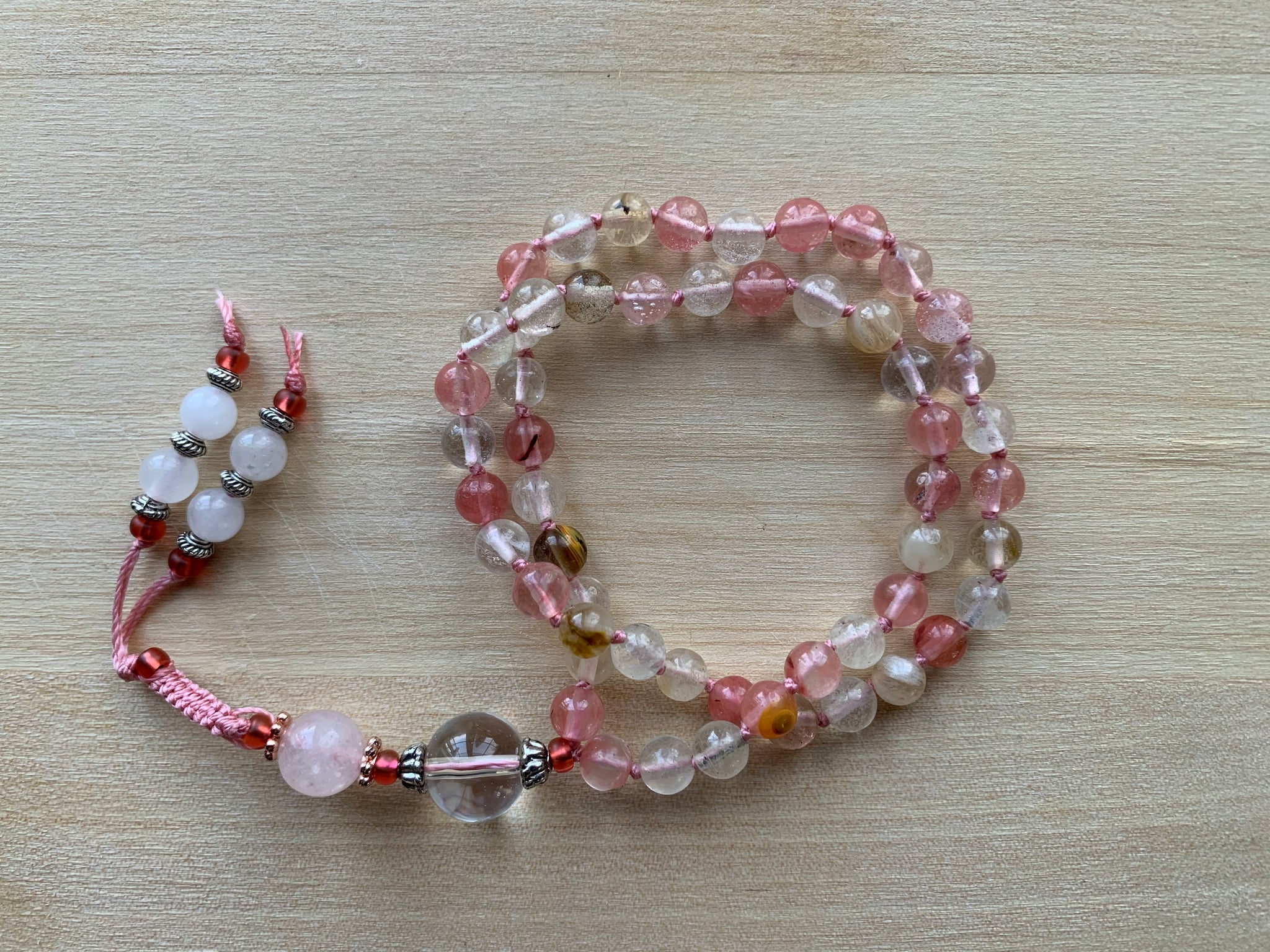 Fire Cherry Quartz stone half-mala