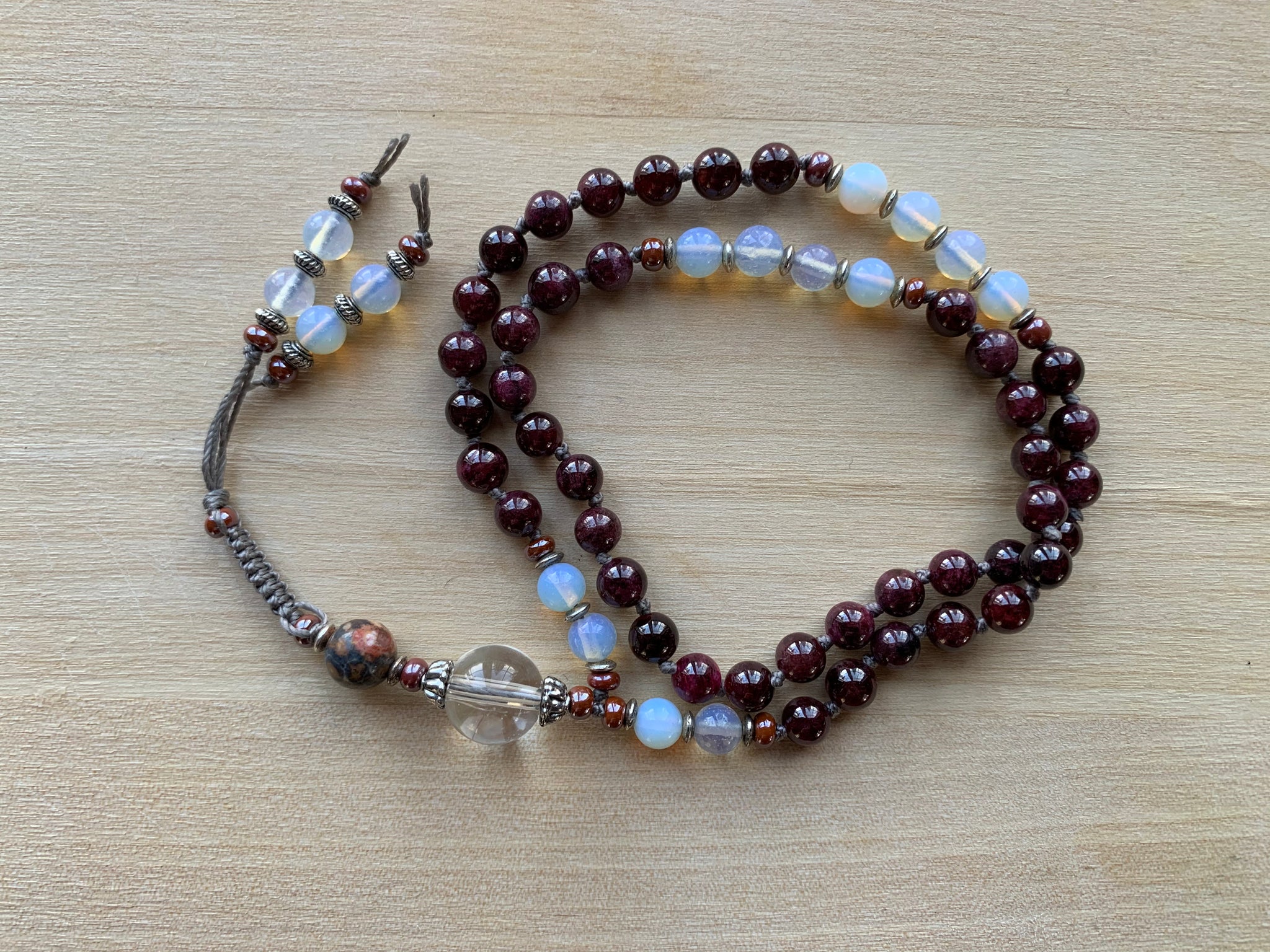 Red Garnet stone half-mala