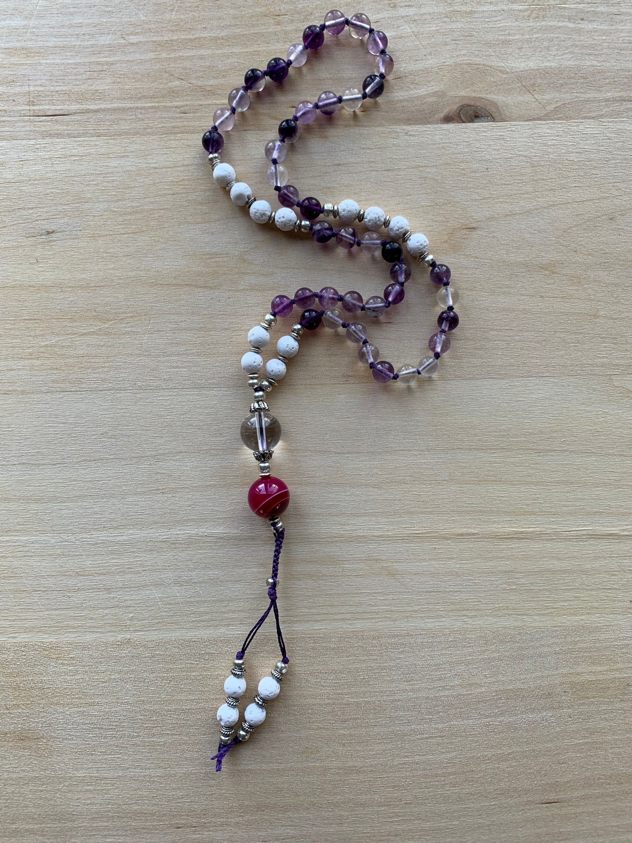 Purple Fluorite stone half-mala