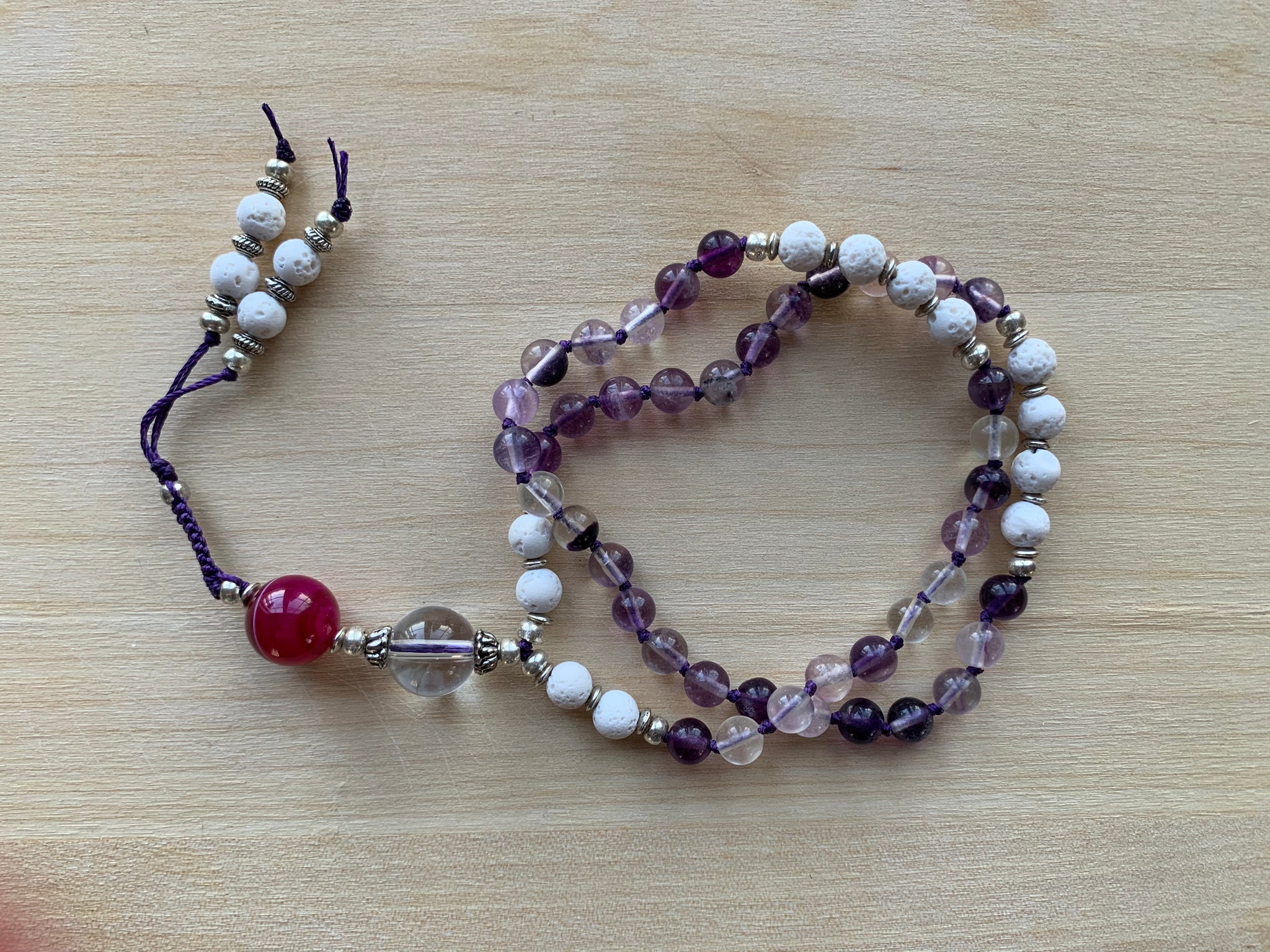 Purple Fluorite stone half-mala
