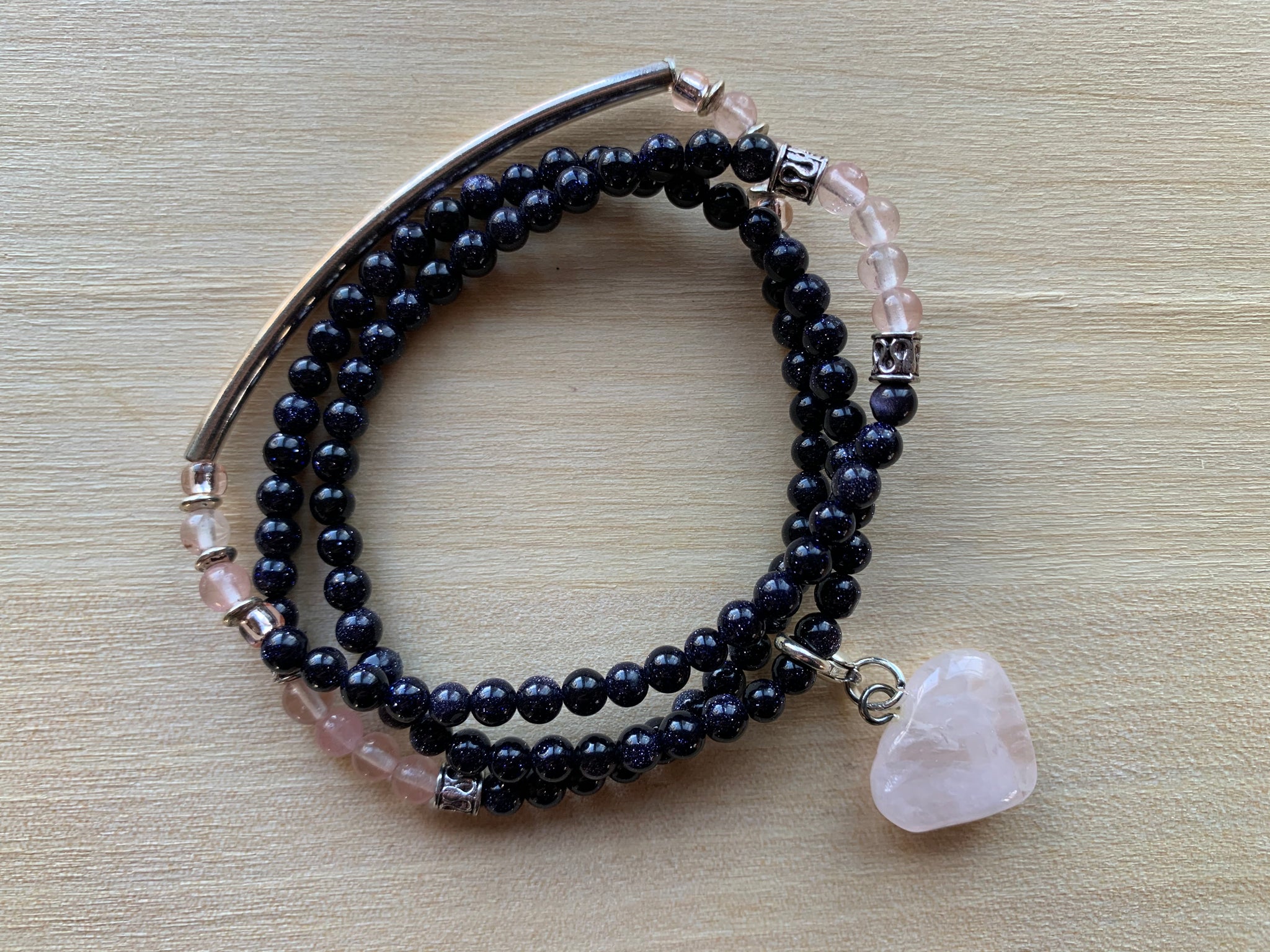 VOSTOK Blue Goldstone mala twist bracelet