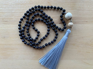 CANABOLAS Blue Goldstone Mala Necklace for meditation
