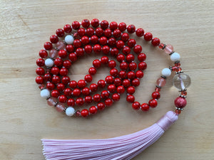 EKARMA Red Magnesite mala necklace for meditation