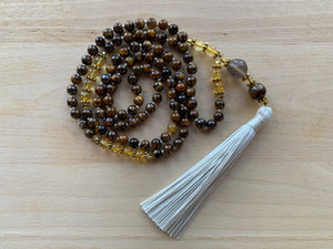 KASUGA Yellow Tiger's Eye stone mala necklace for meditation