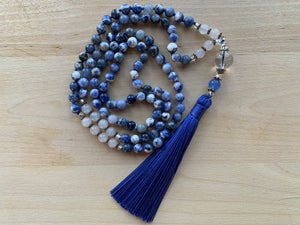 KILAUEA Sodalite stone mala necklace for meditation