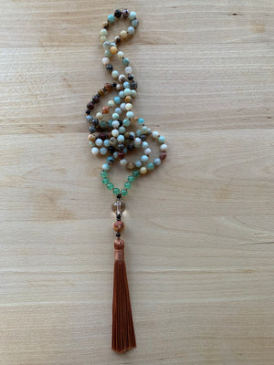 KORO Amazonite gemstone mala necklace for meditation