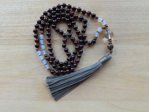 MAGEIK Red Garnet stone mala necklace for meditation