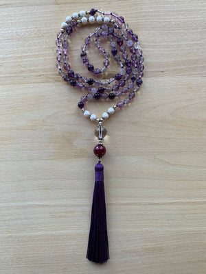 MILOS Purple Fluorite stone mala necklace for meditation