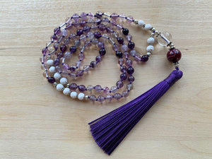 MILOS Purple Fluorite stone mala necklace for meditation