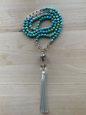 OROSI Ocean White Jade (Turquoise) Mala Necklace