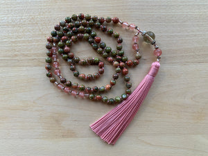 RISHIRI Unakite stone mala necklace for meditation