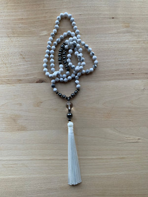 TANA White Howlite stone mala necklace for meditation